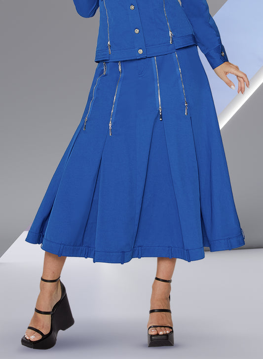 Love the Queen 17532S - Royal - Cotton Twill Skirt with Zipper Details