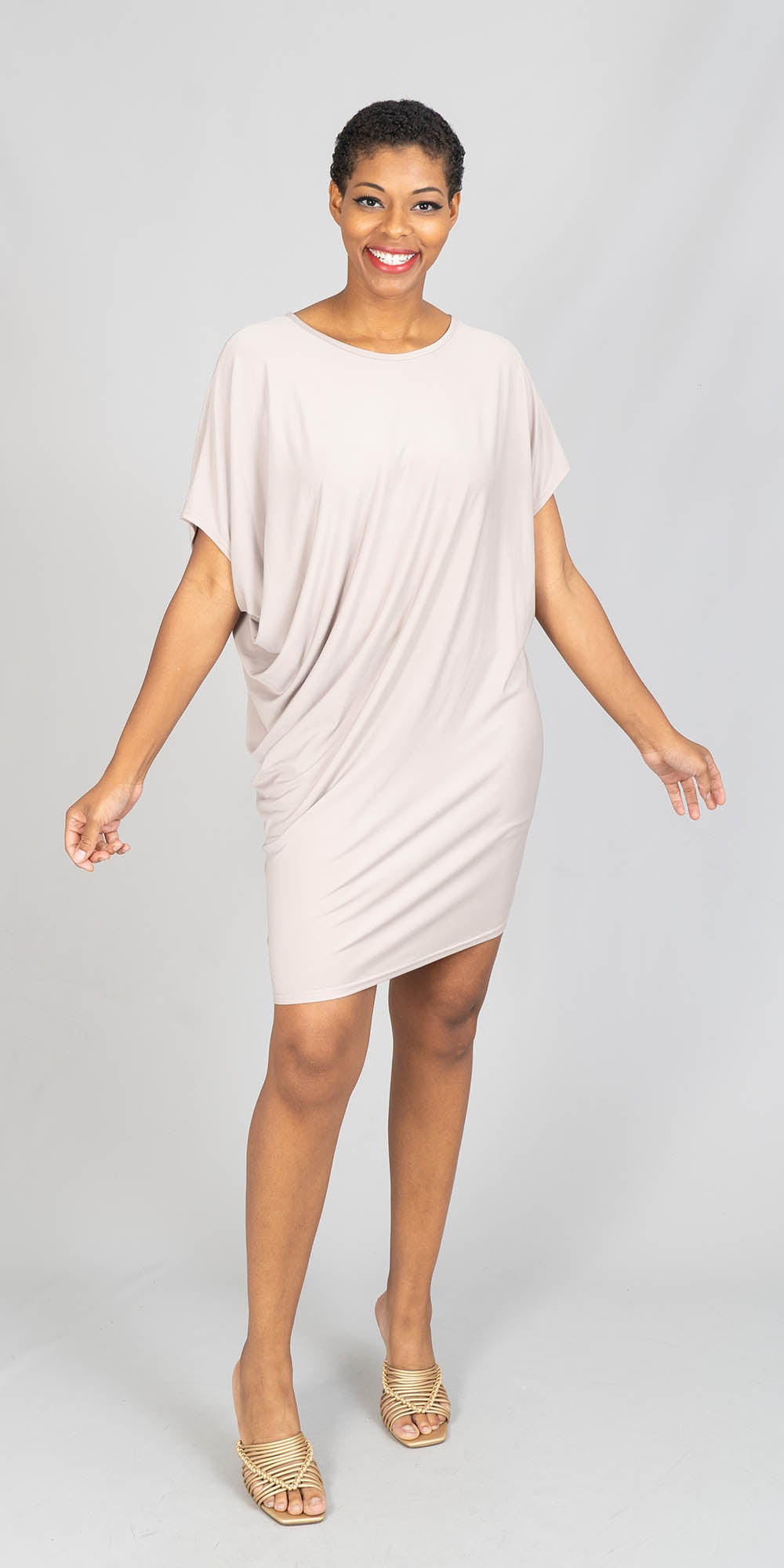 Moonlight - 8231ITY - Beige - Jersey Knit Tunic Dress