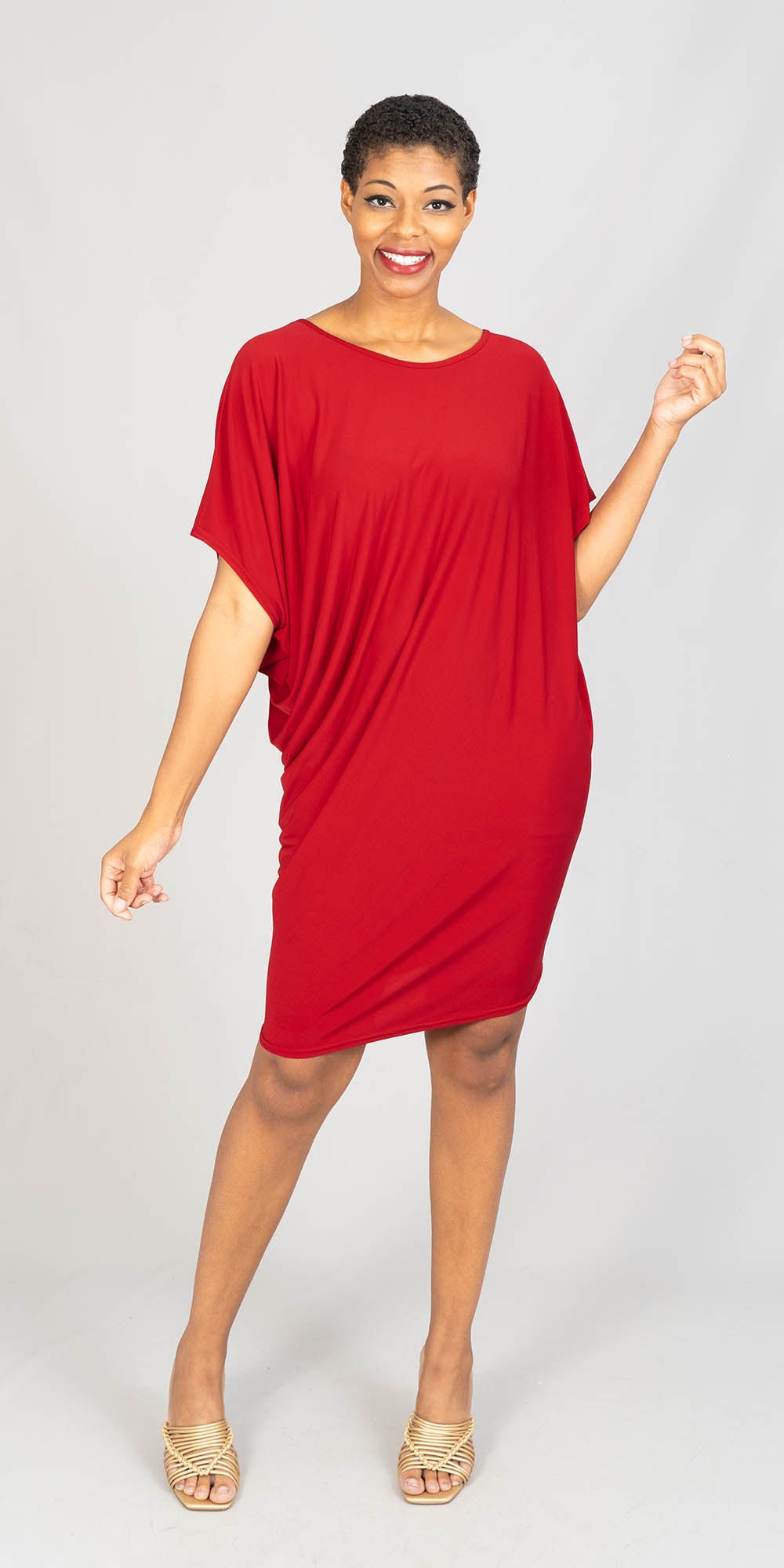 Moonlight - 8231ITY - Red - Jersey Knit Tunic Dress