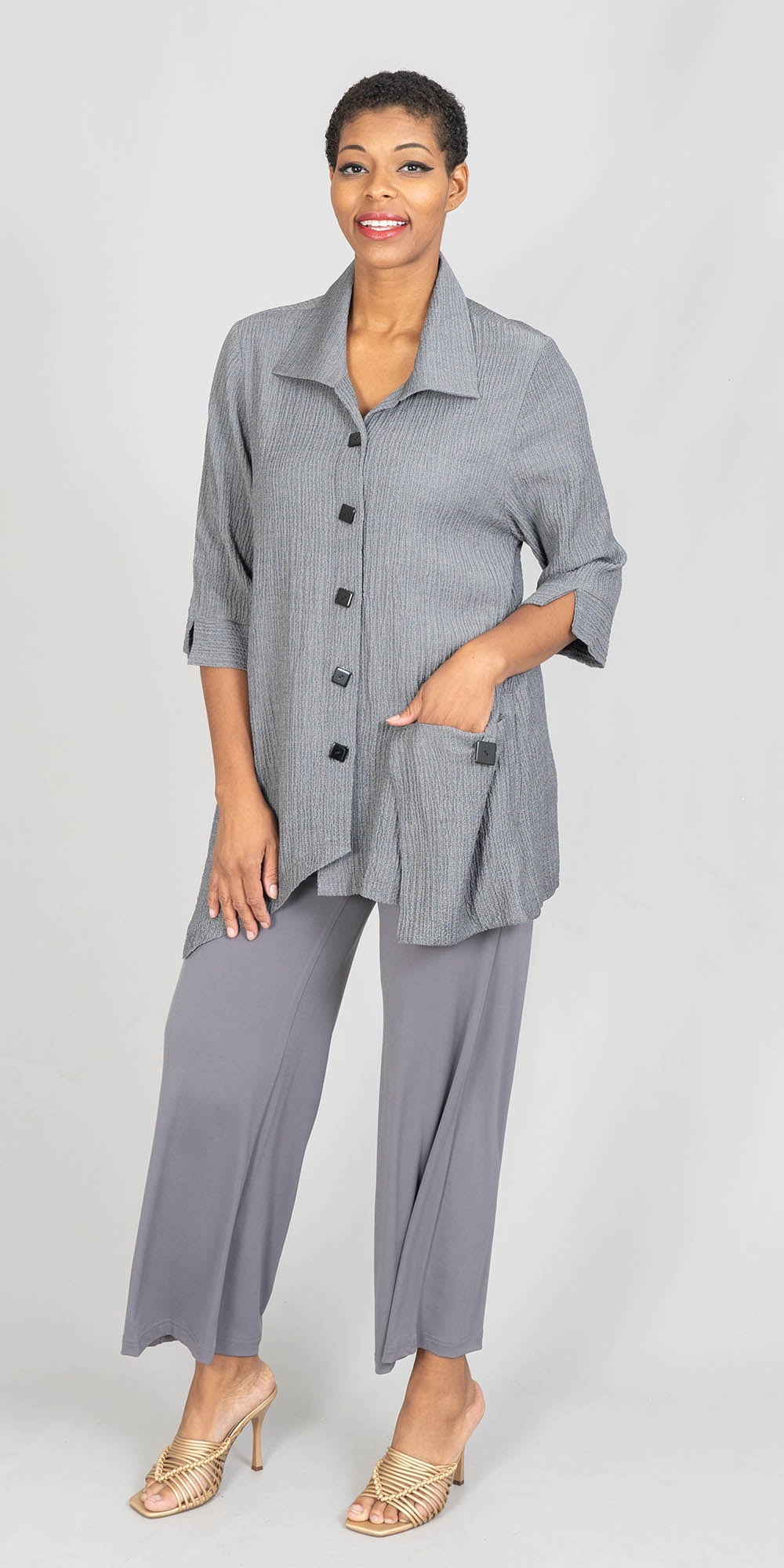 Moonlight - 8390 - Grey - Button Front Jacket