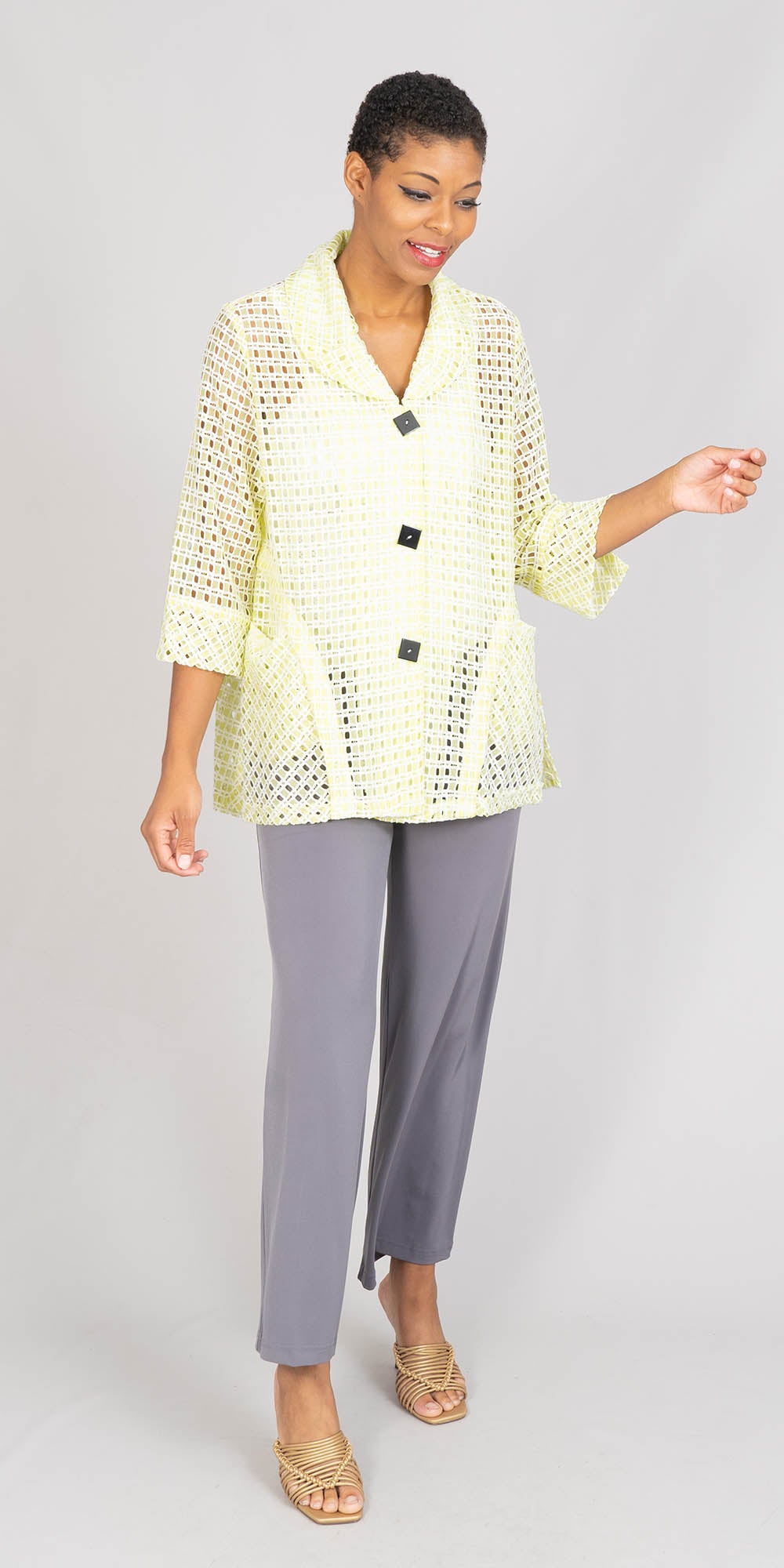 Moonlight - 8888 - Lime Ivory - A-line Box Mesh Jacket