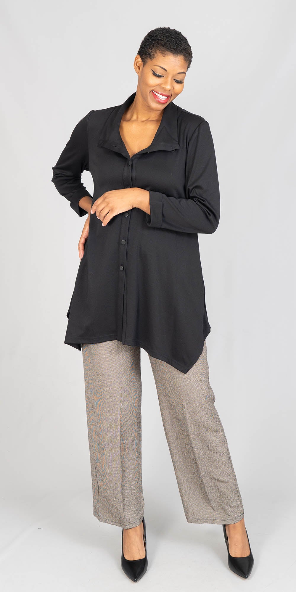 Moonlight - 9185 - Black - Knit Swing Jacket
