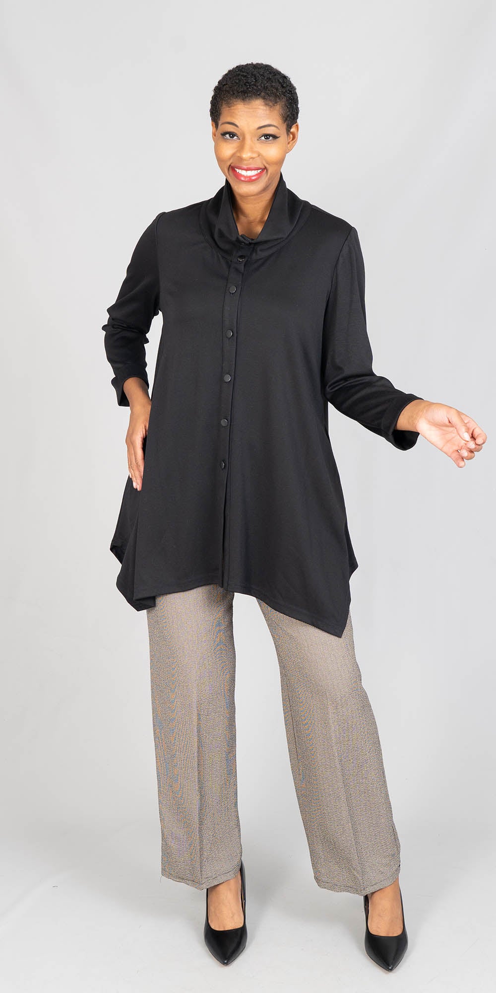 Moonlight - 9185 - Black - Knit Swing Jacket