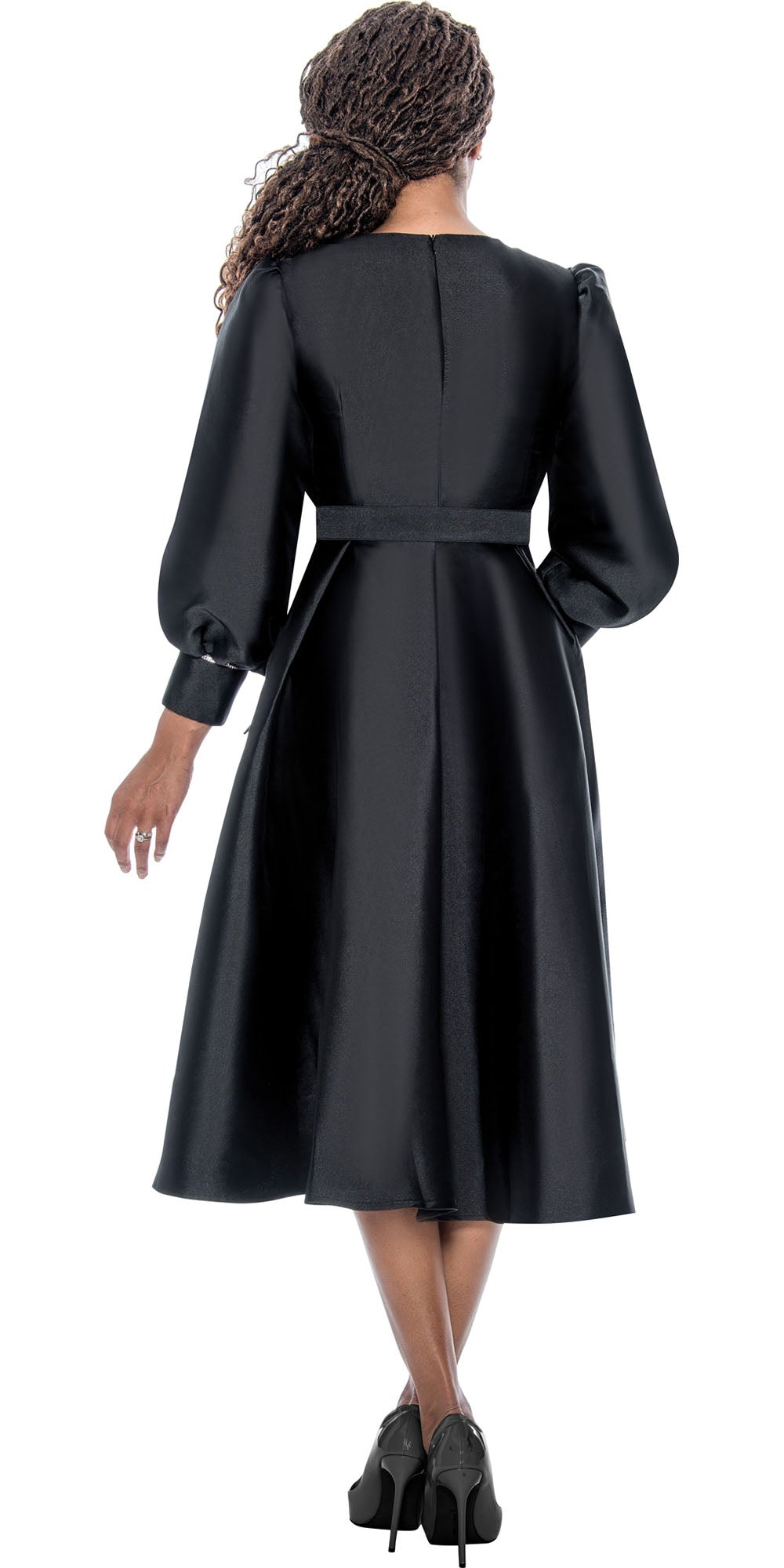 Dresses By Nubiano 100081 - Black - Twill Crystal Trim Dress