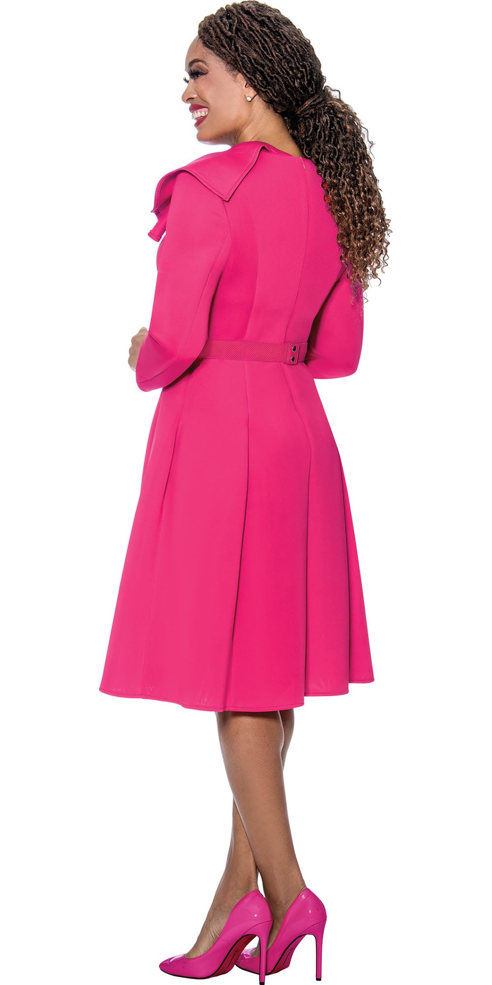 Dresses By Nubiano 100191 - Magenta - Scuba Belted Dress