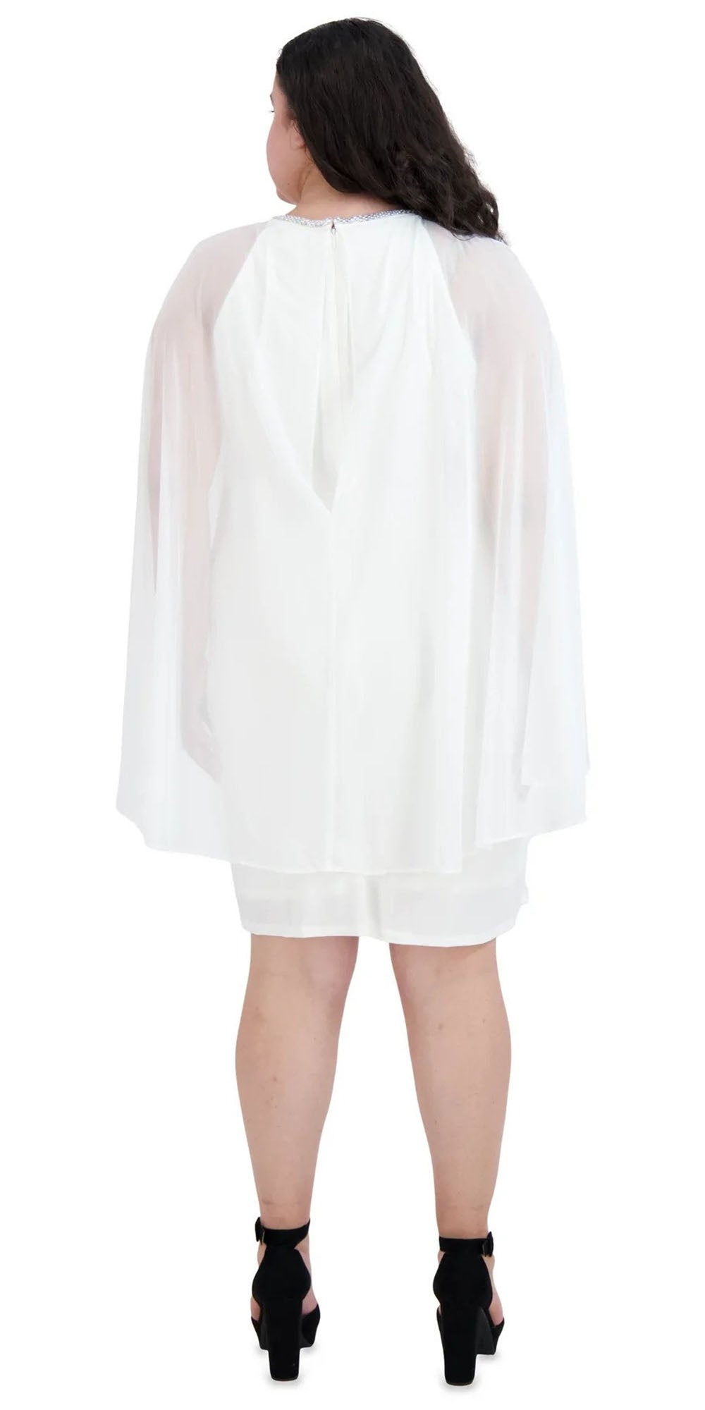 R&M Richards 2496W - White - Chiffon Capelet Dress