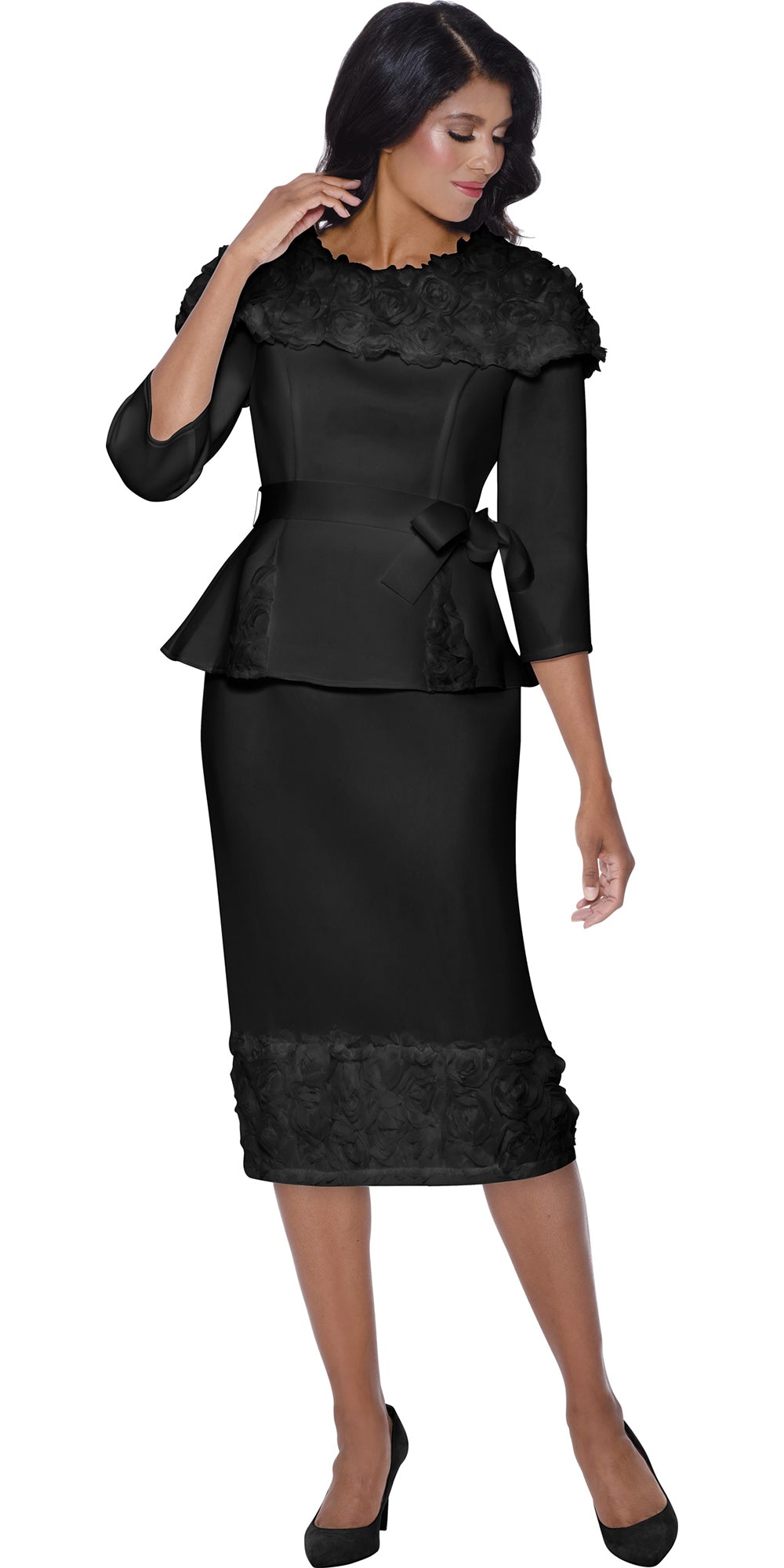 Stellar Looks 600522 - Black - Ruffle Portrait Skirt Set
