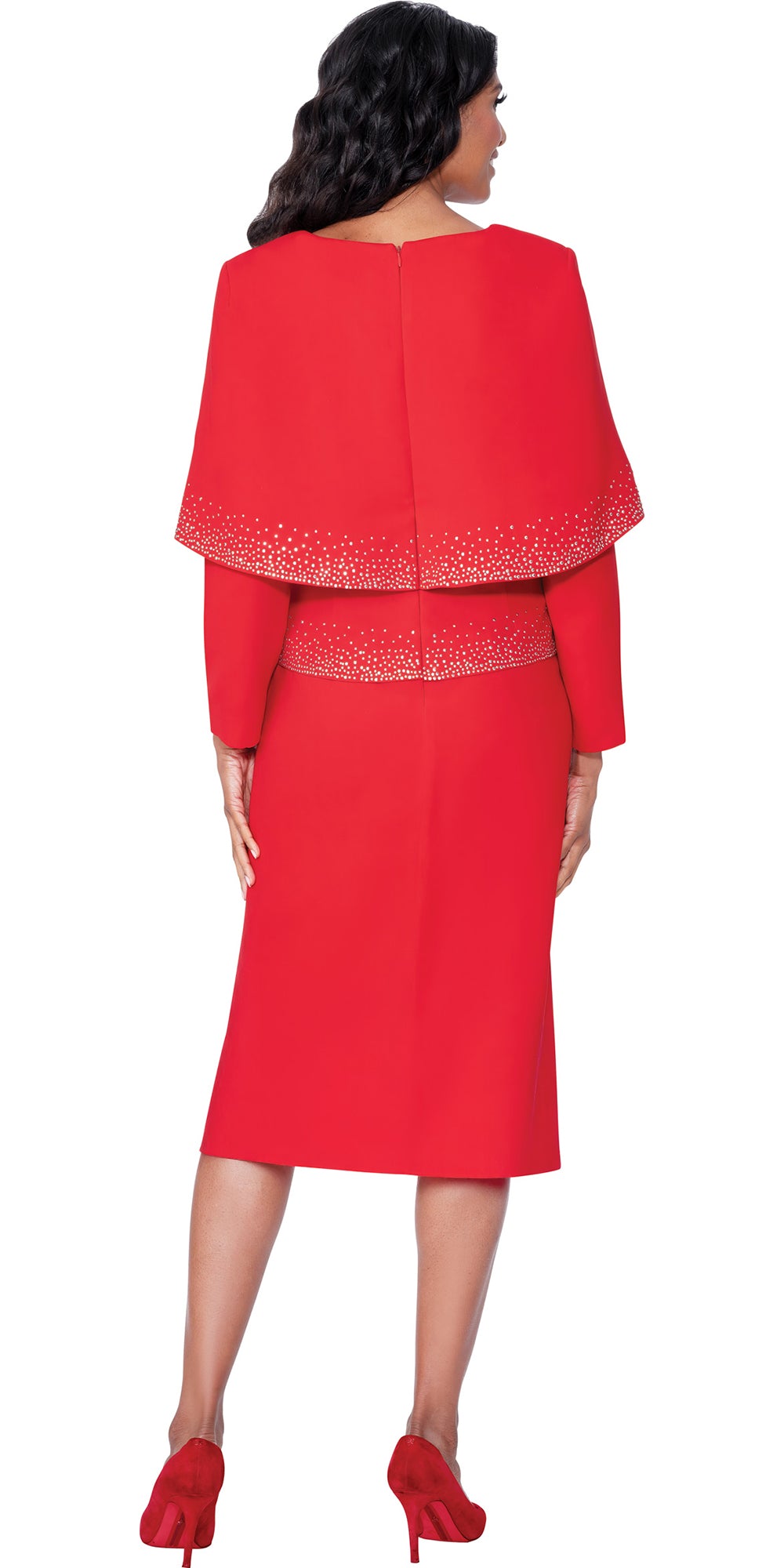 Stellar Looks 600642 - Red - Crystal Portrait Skirt Set