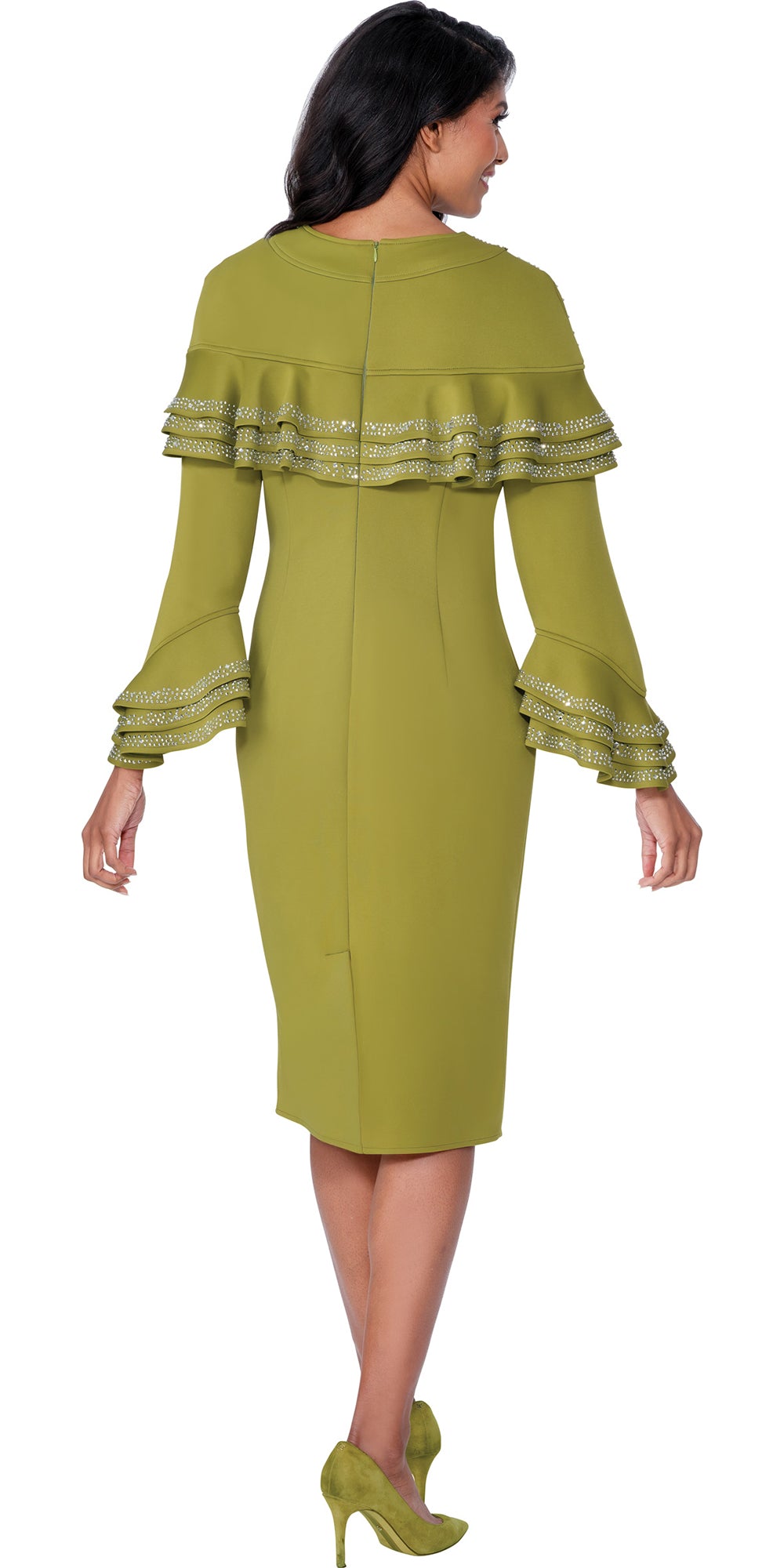 Stellar Looks 600651 - Olive - Layered Crystal Dress