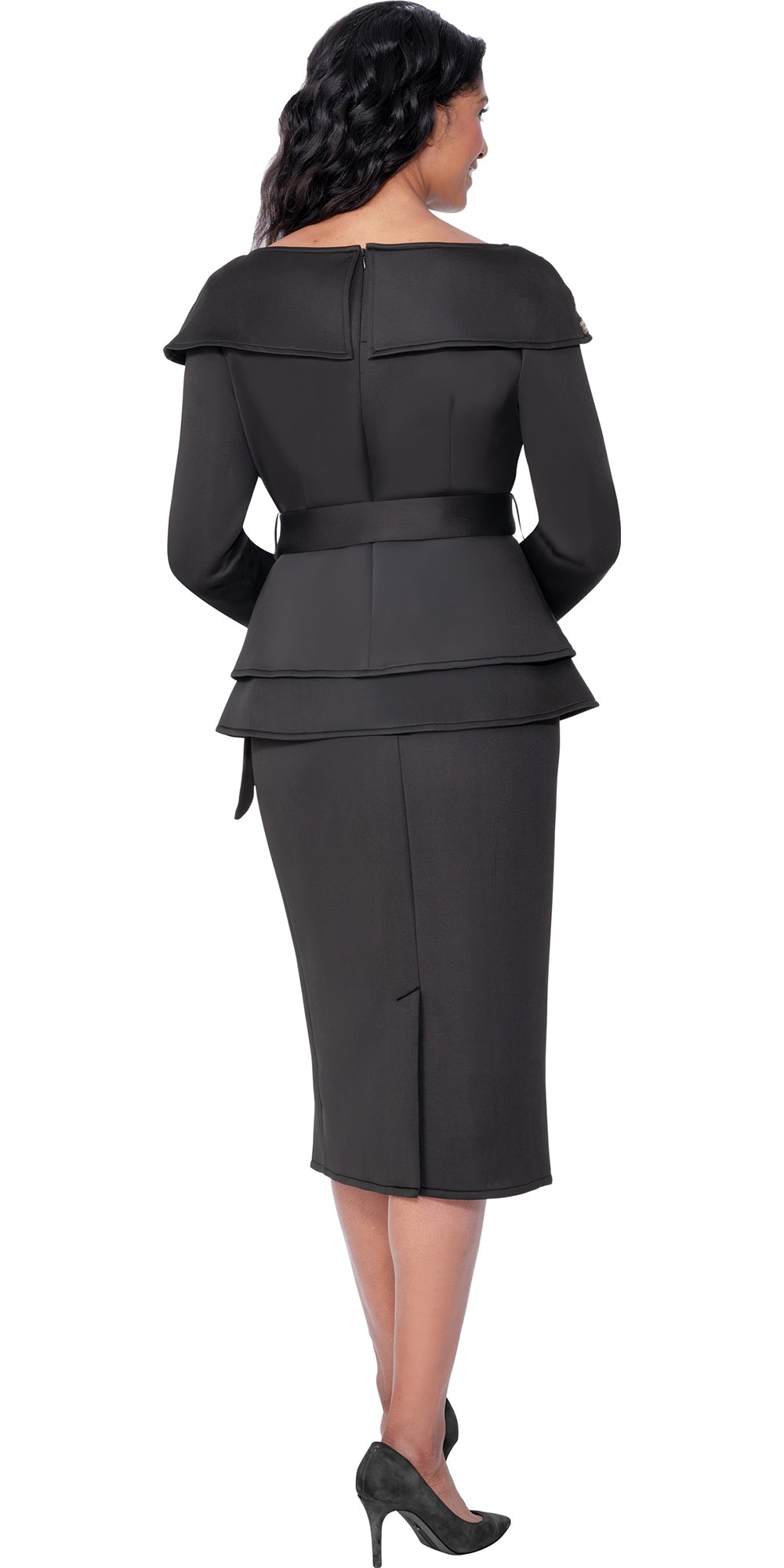 Stellar Looks 600672 - Black - Crystal Trim Skirt Set