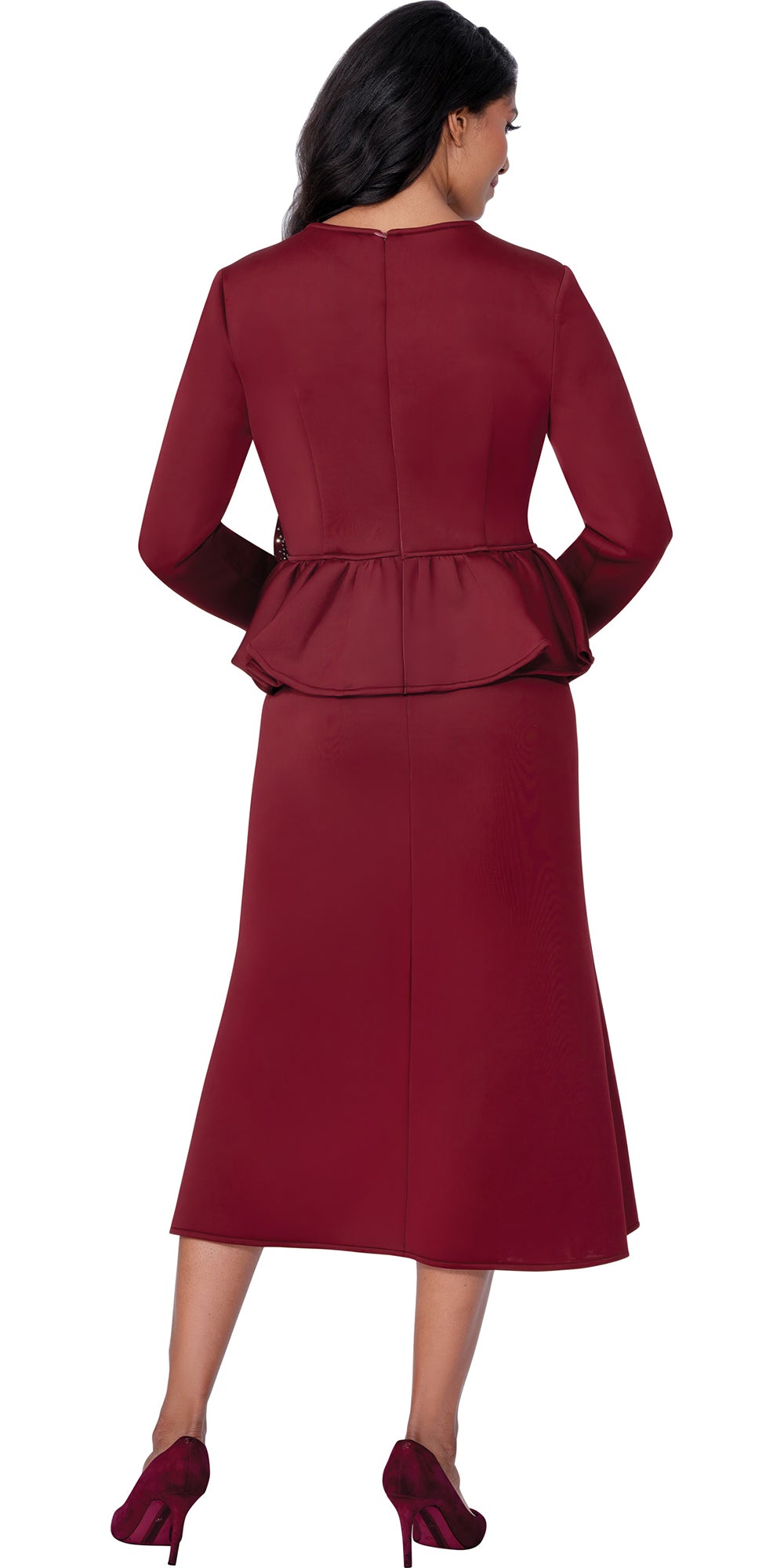 Stellar Looks 600711 - Burgundy - Emebellished Crystal Dress