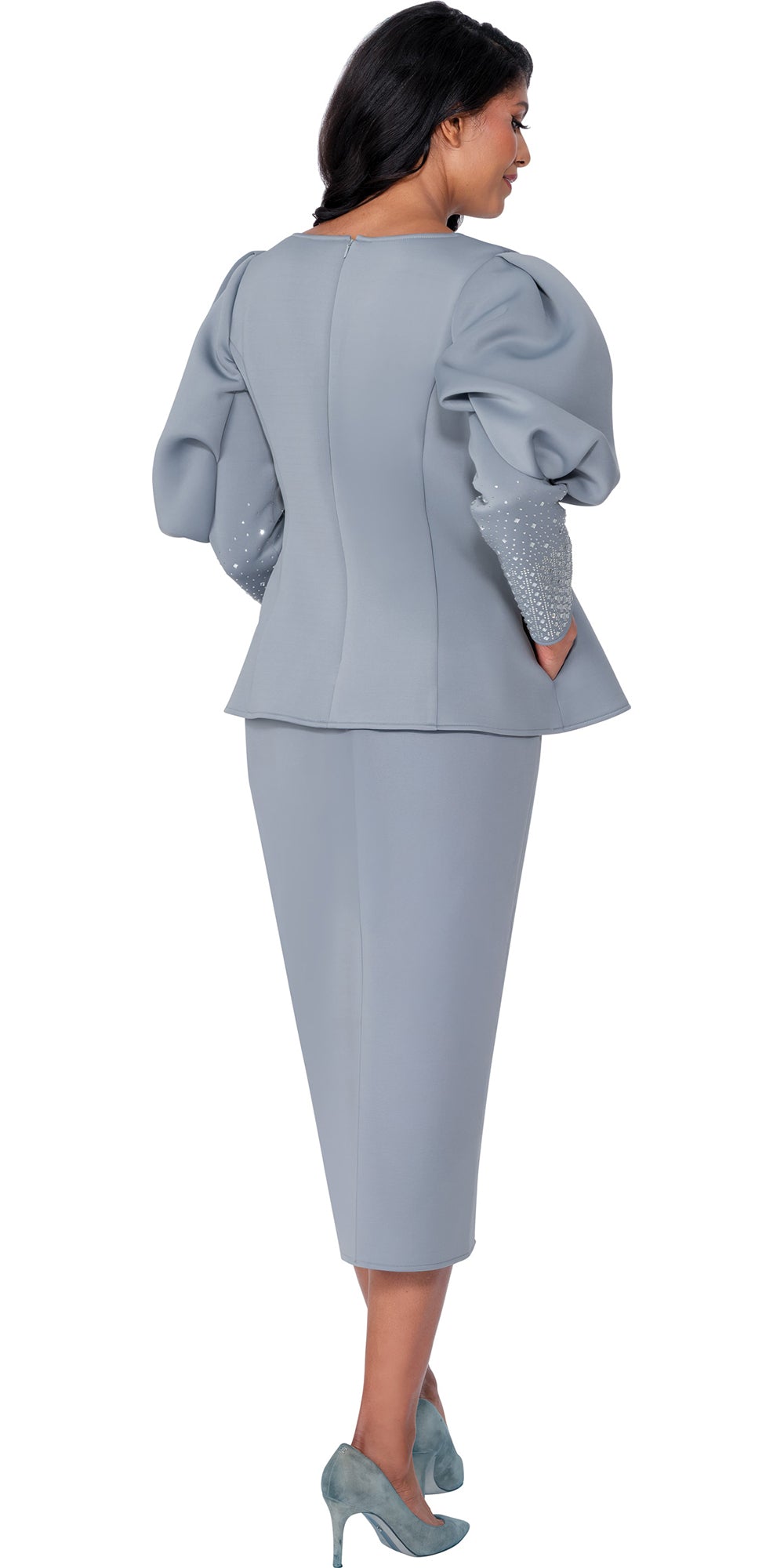 Stellar Looks 600782 - Silver - Scuba Skirt Set