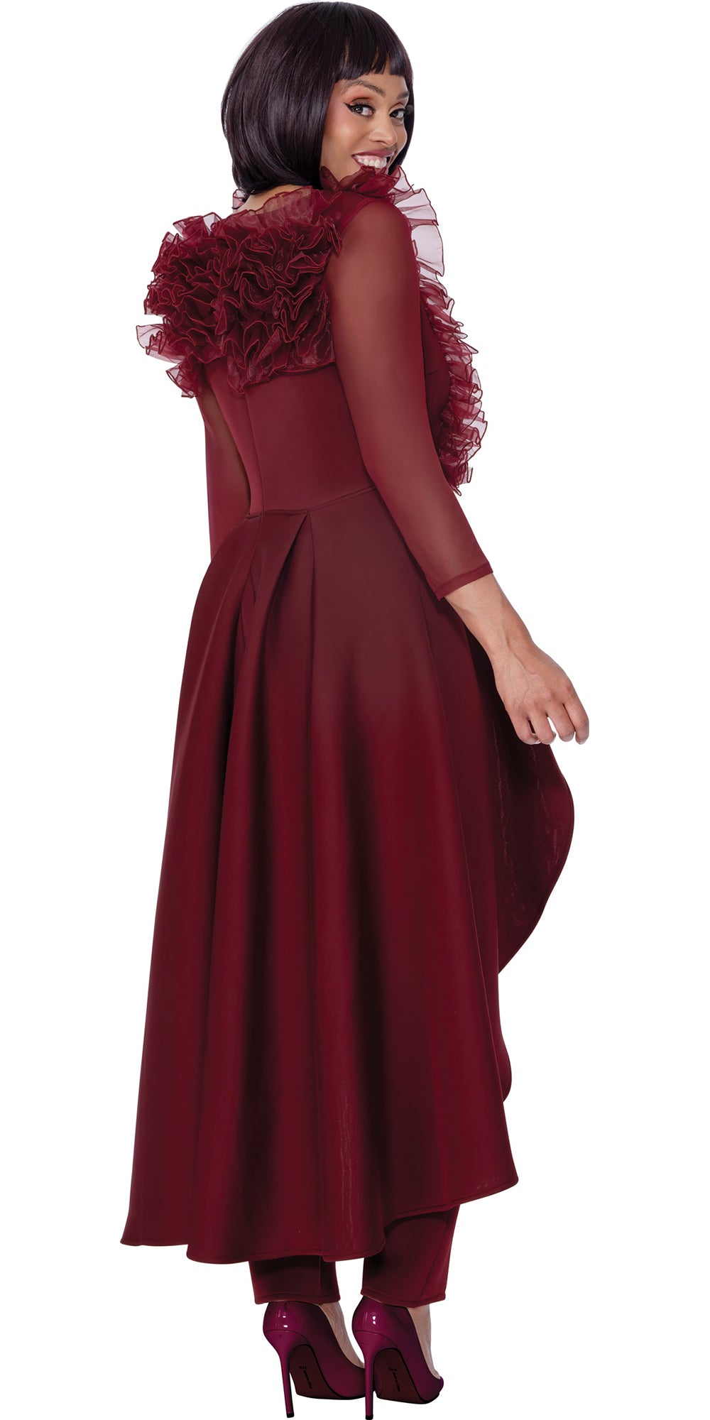 Stellar Looks 600822 - Burgundy - Organza Pant Set