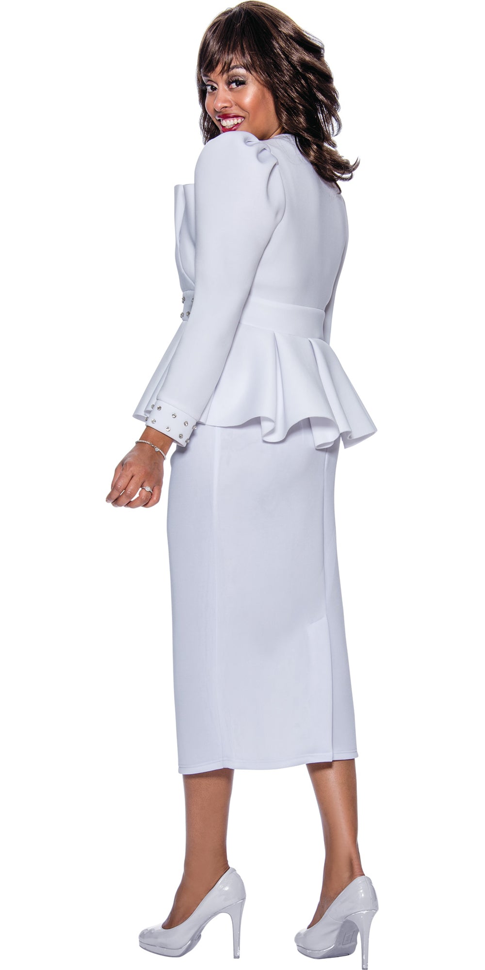 Stellar Looks SL1262 - White - Embellished 2pc Skirt Suit