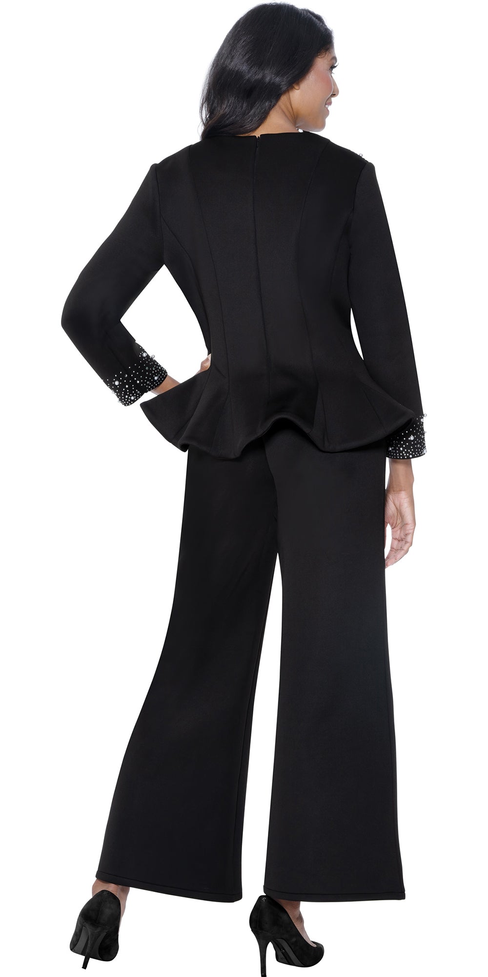 Stellar Looks 600472 - Black - Crystal Scuba Pant Suit