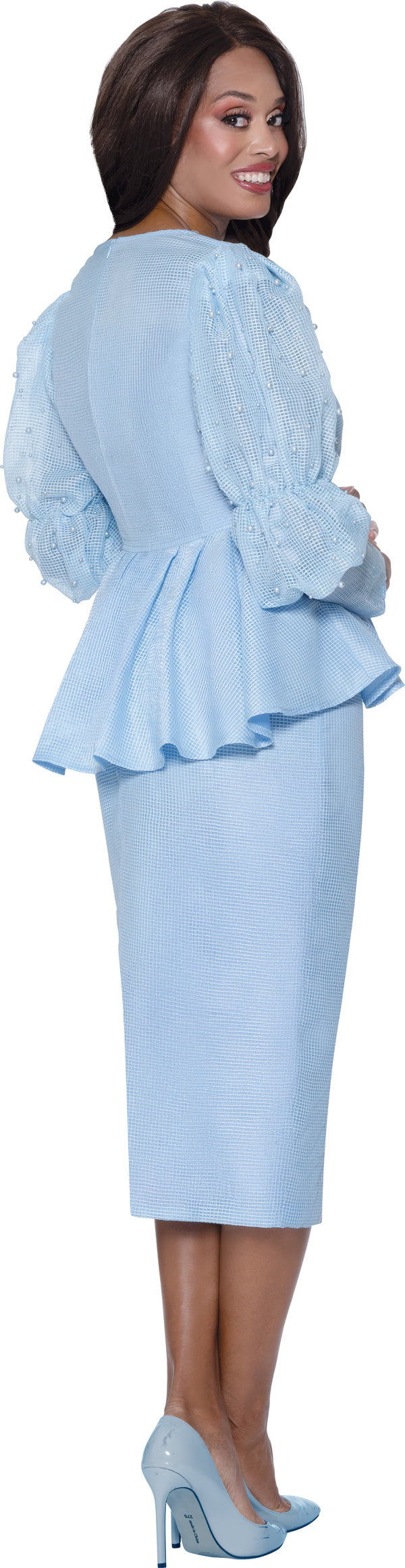 Stellar Looks 600512 - Baby Blue - Windowpane Mesh Skirt Set
