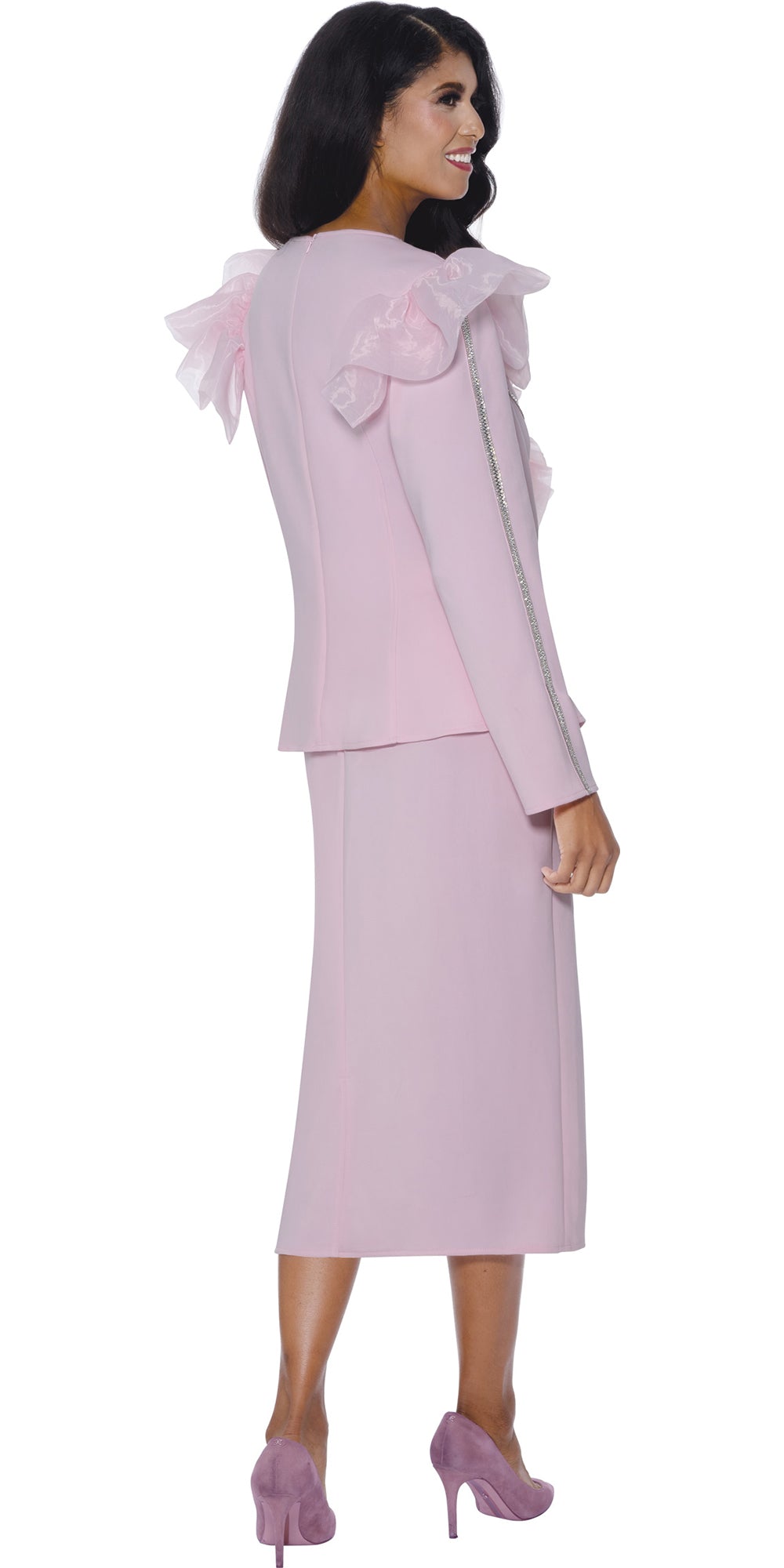 Stellar Looks 600542 - Pink - Crystal Ruffle Skirt Set