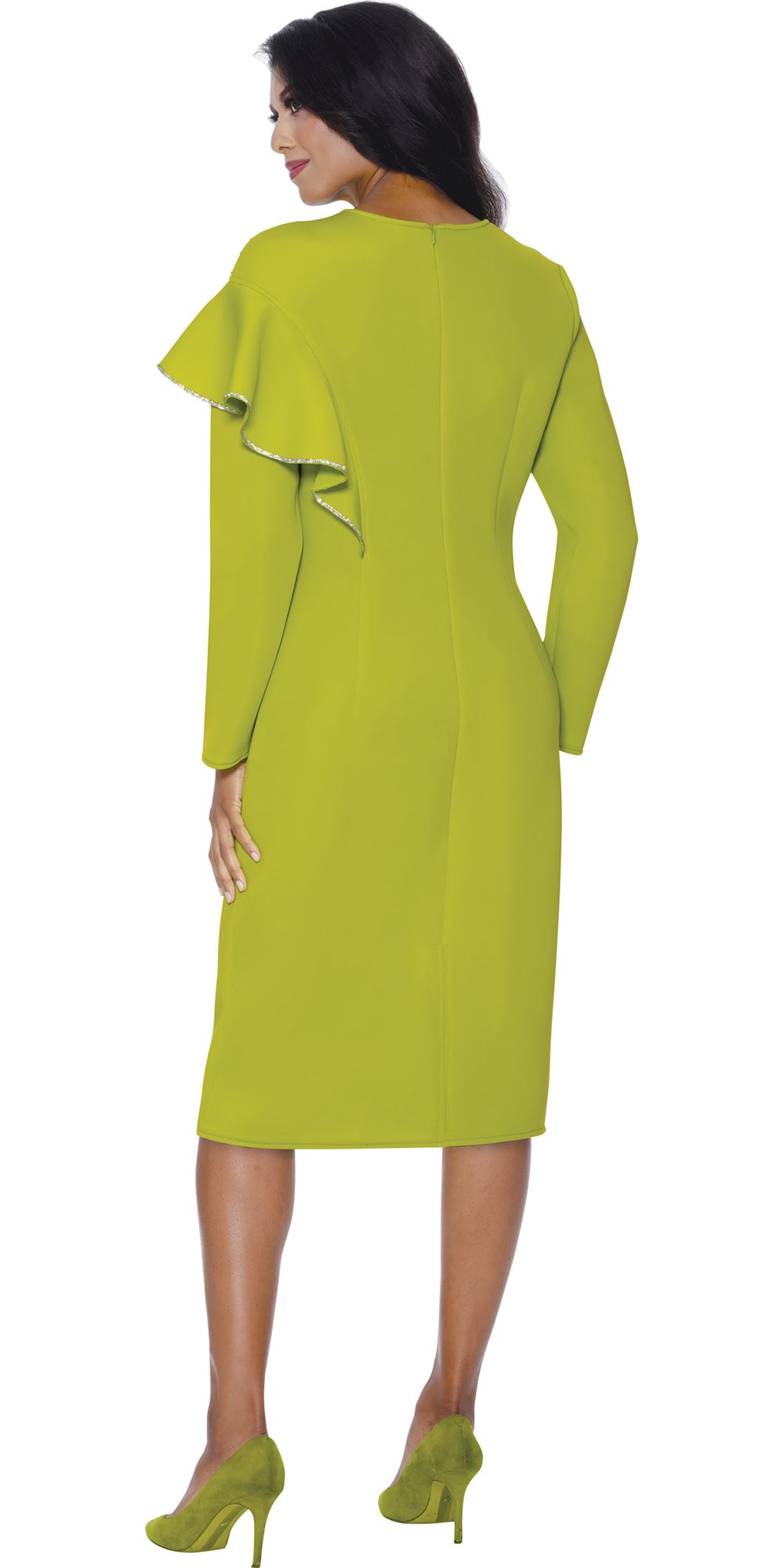 Stellar Looks 600561 - Green - Draped Ruffle Dress