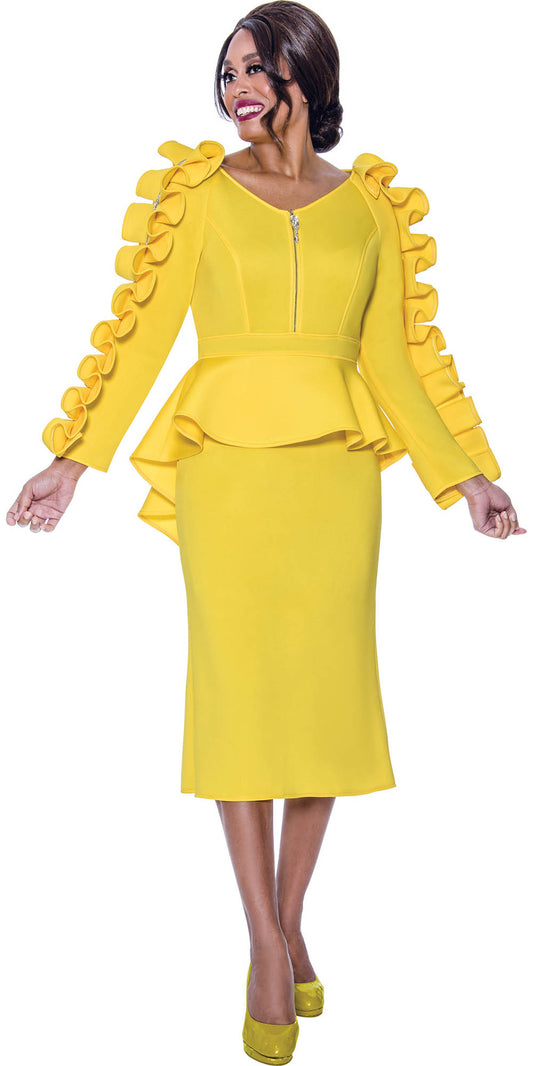 Stellar Looks - 1771 - Yellow - Two-tone Scuba Dress