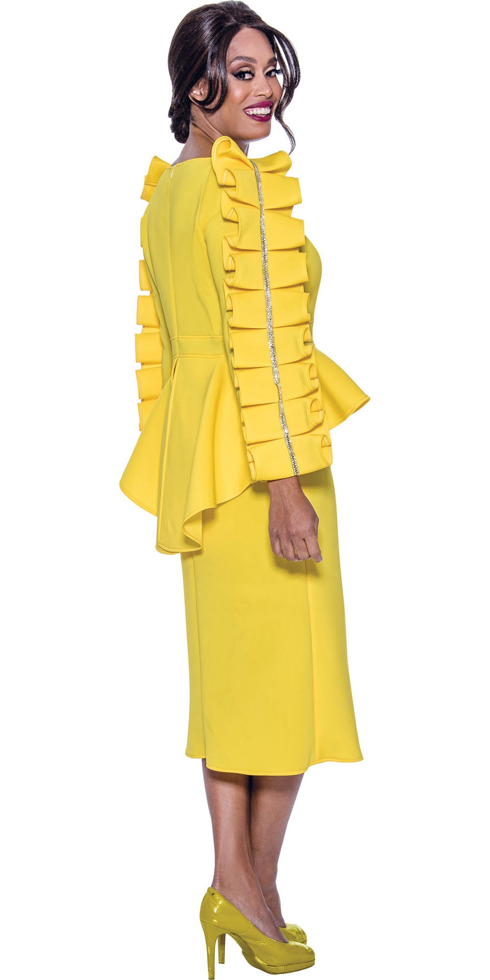 Stellar Looks - 1771 - Yellow - Two-tone Scuba Dress