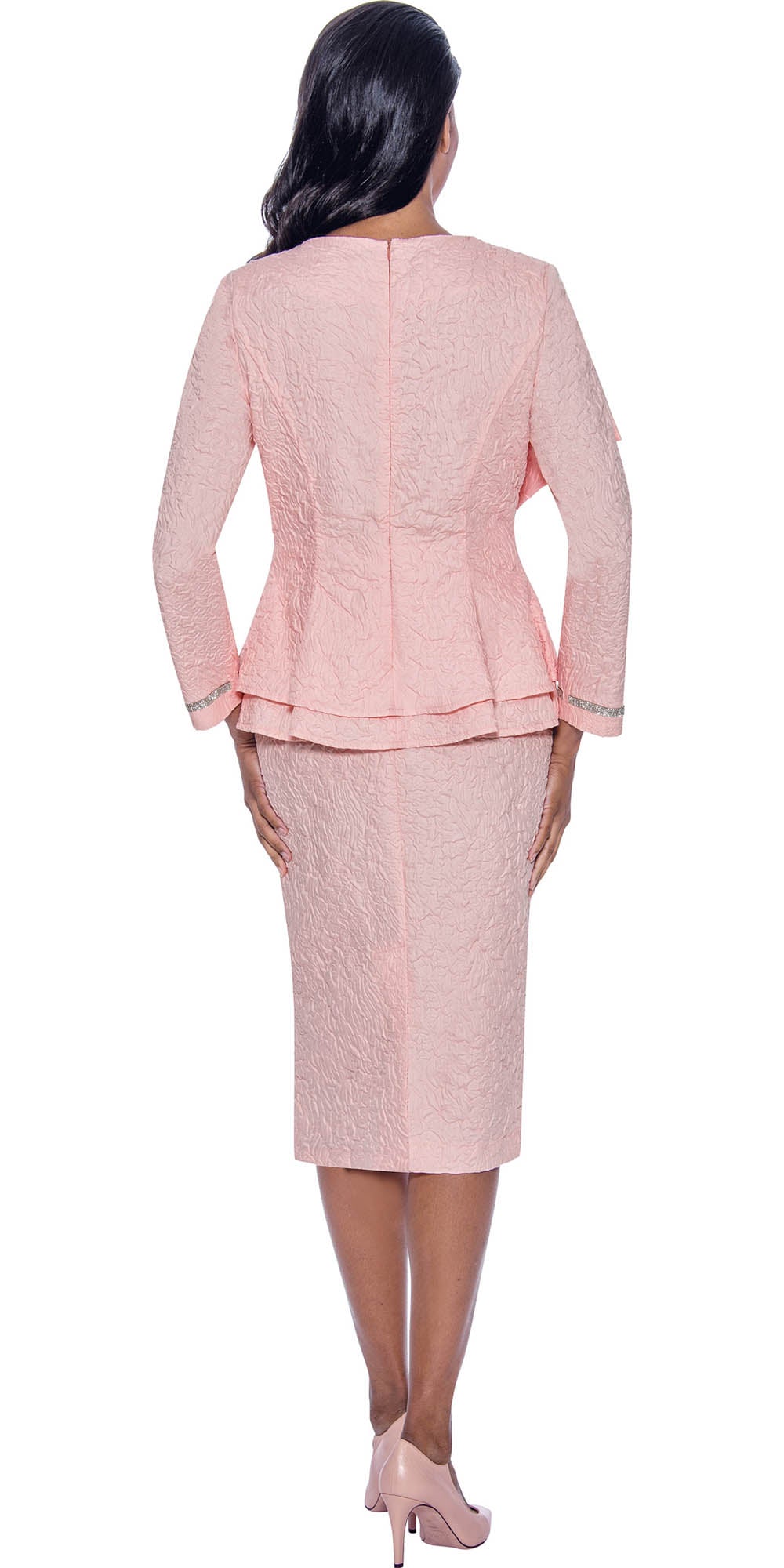 Stellar Looks 1981 - Light Pink - Crinkle Peplum Bow Dress