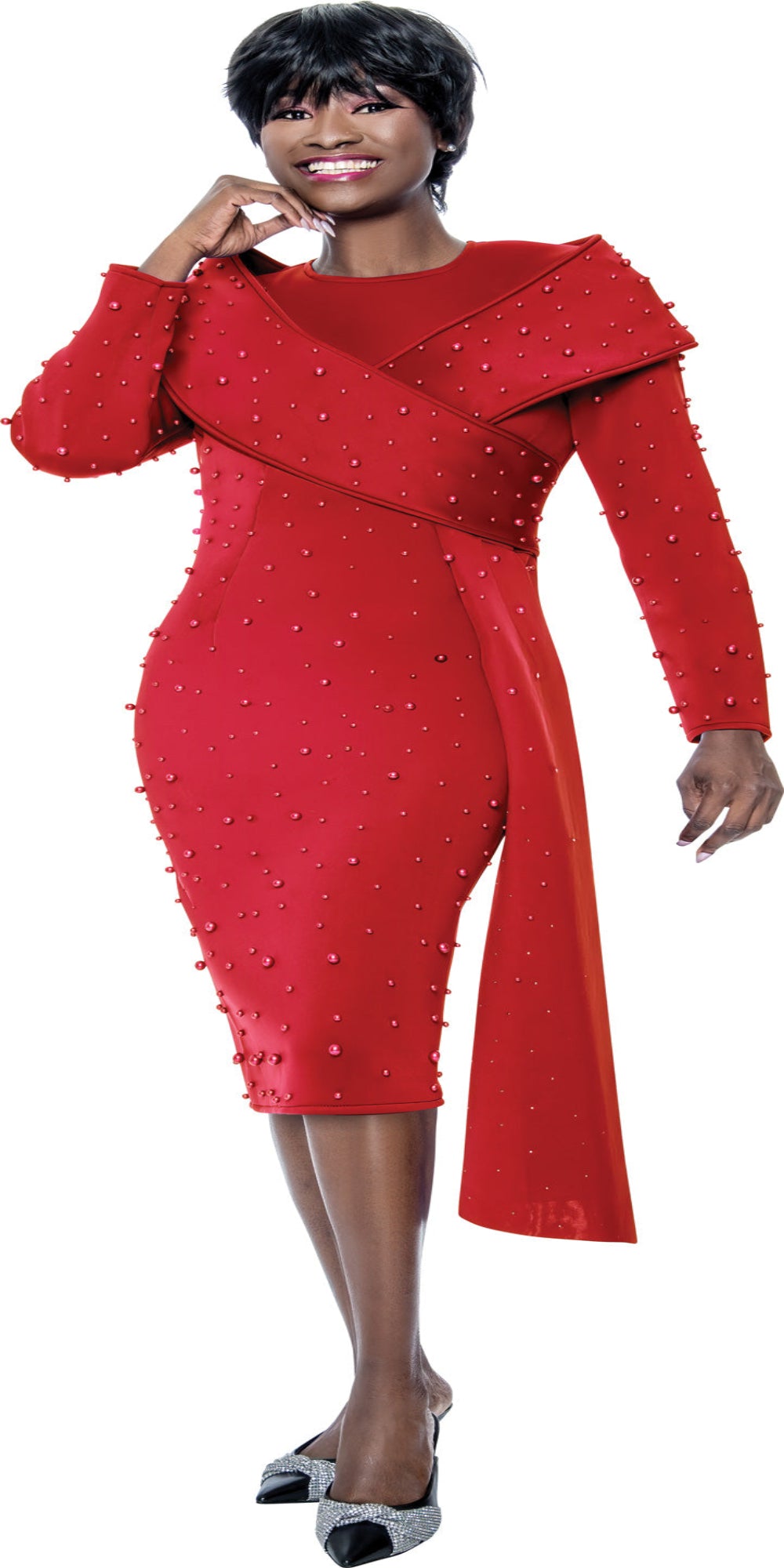 Terramina 7111 - Red - Pearl Scuba Dress