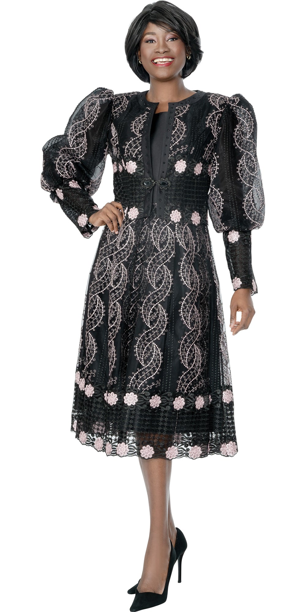 Terramina 7310 - Black Pink - Dress with Jacket