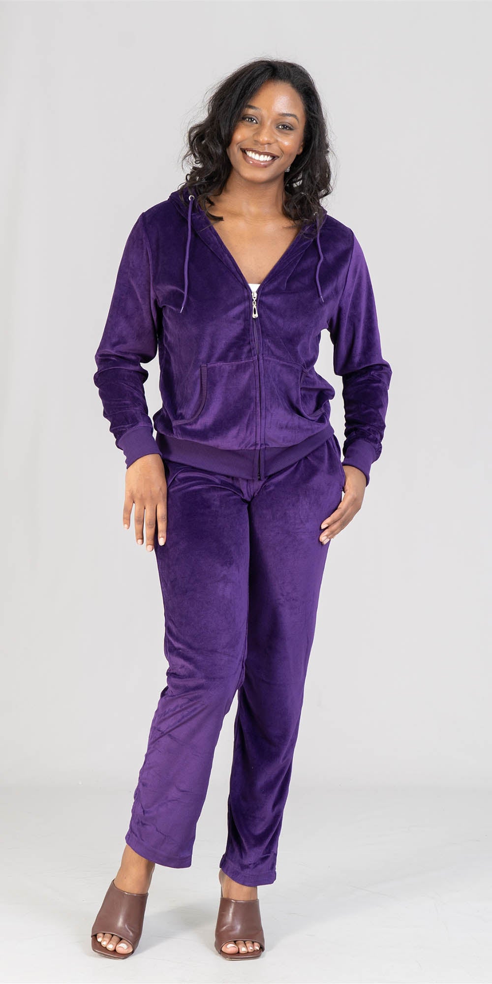 Tracksuit LJS200X Purple - Velour PlusSize 2pc Jog Set