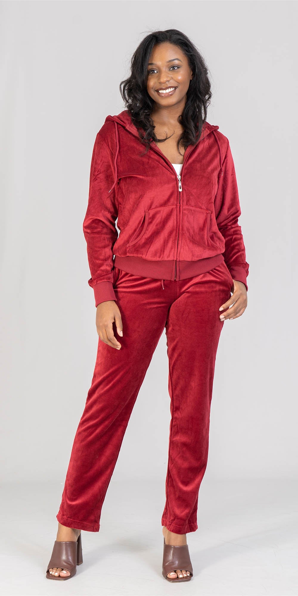 Tracksuit LJS200X - Brick - Velour PlusSize 2pc Jog Set