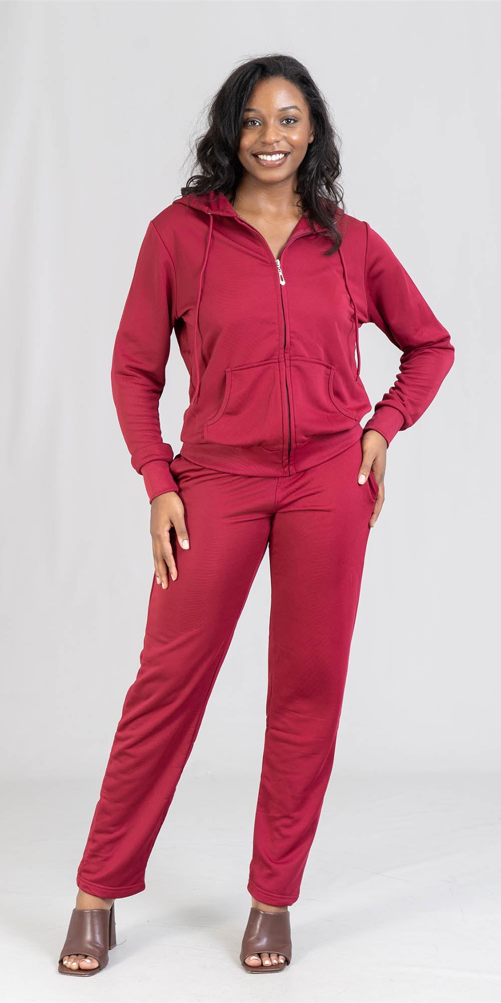 Tracksuit LJS300 - Burgundy - Hooded 2pc Jog Set