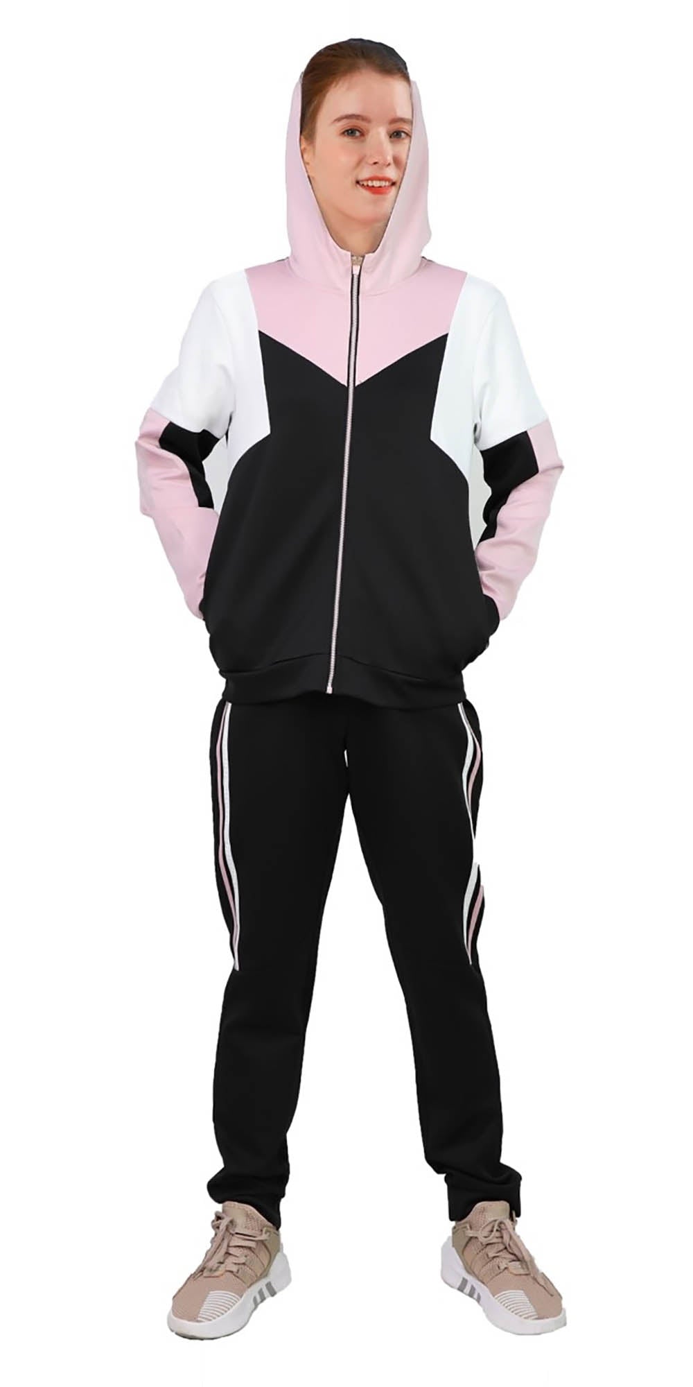 Tracksuit LJS600 - Black - Color-block 2pc Jog Set