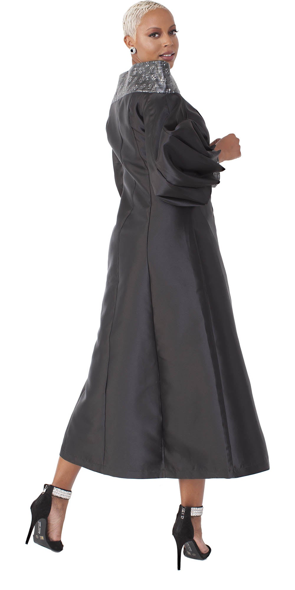 Tally Taylor - 4803 - Black - Women's Bishop Sleeve Clergy Robe with Contrast Portrait Collar