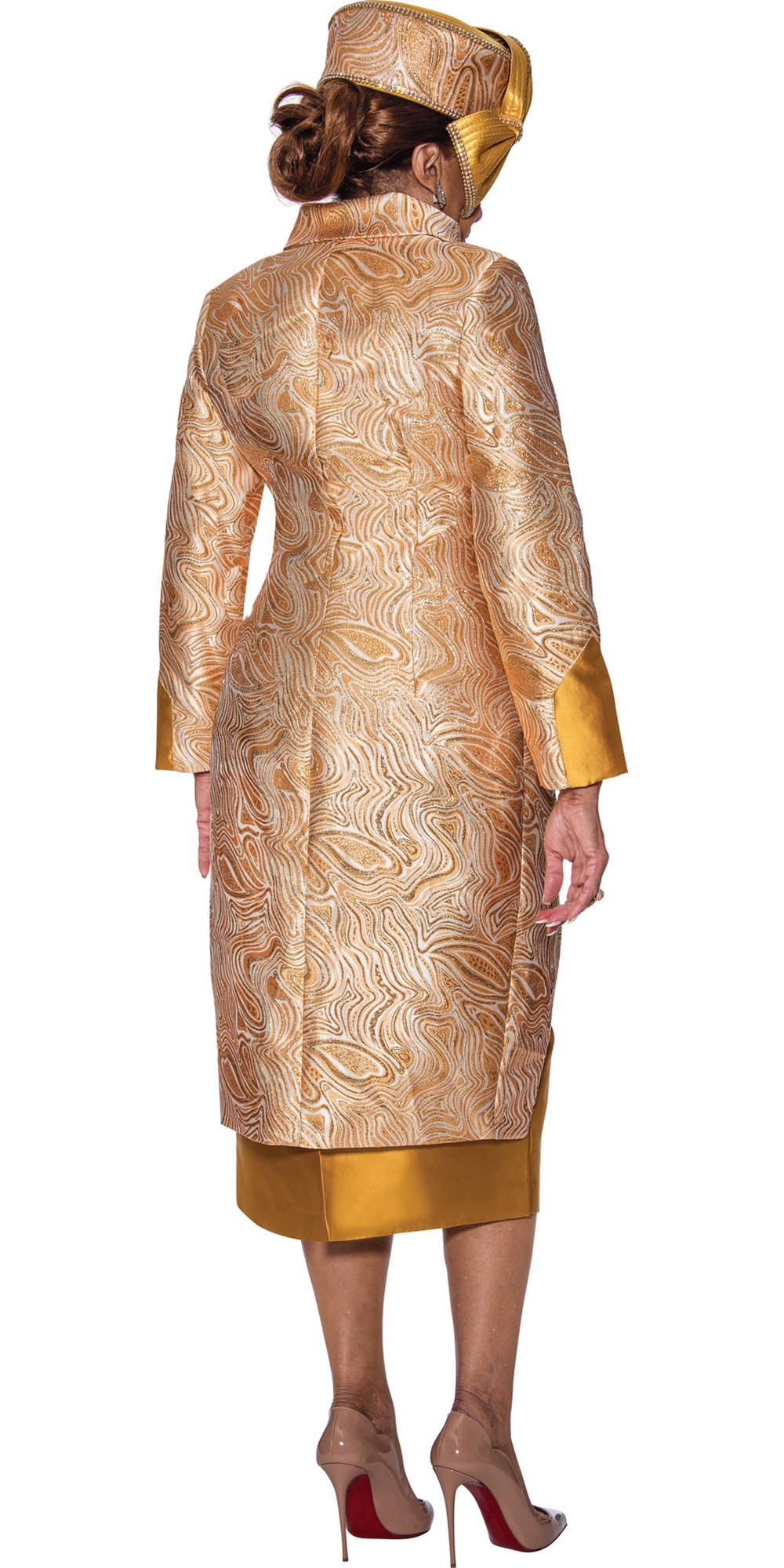 Dorinda Clark Cole - 5192 - Gold - Jaquard Print Dress