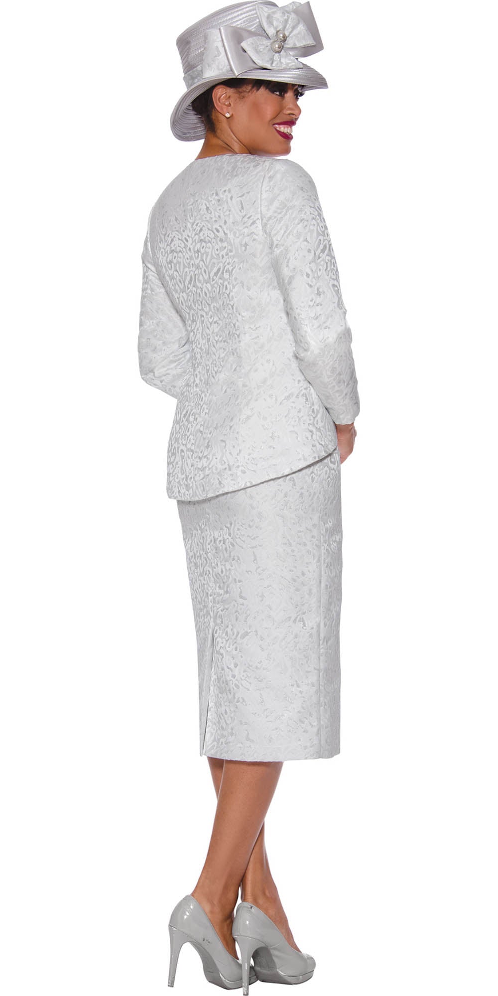 GMI - 9942 - Silver - Jacquard 2pc Skirt Suit