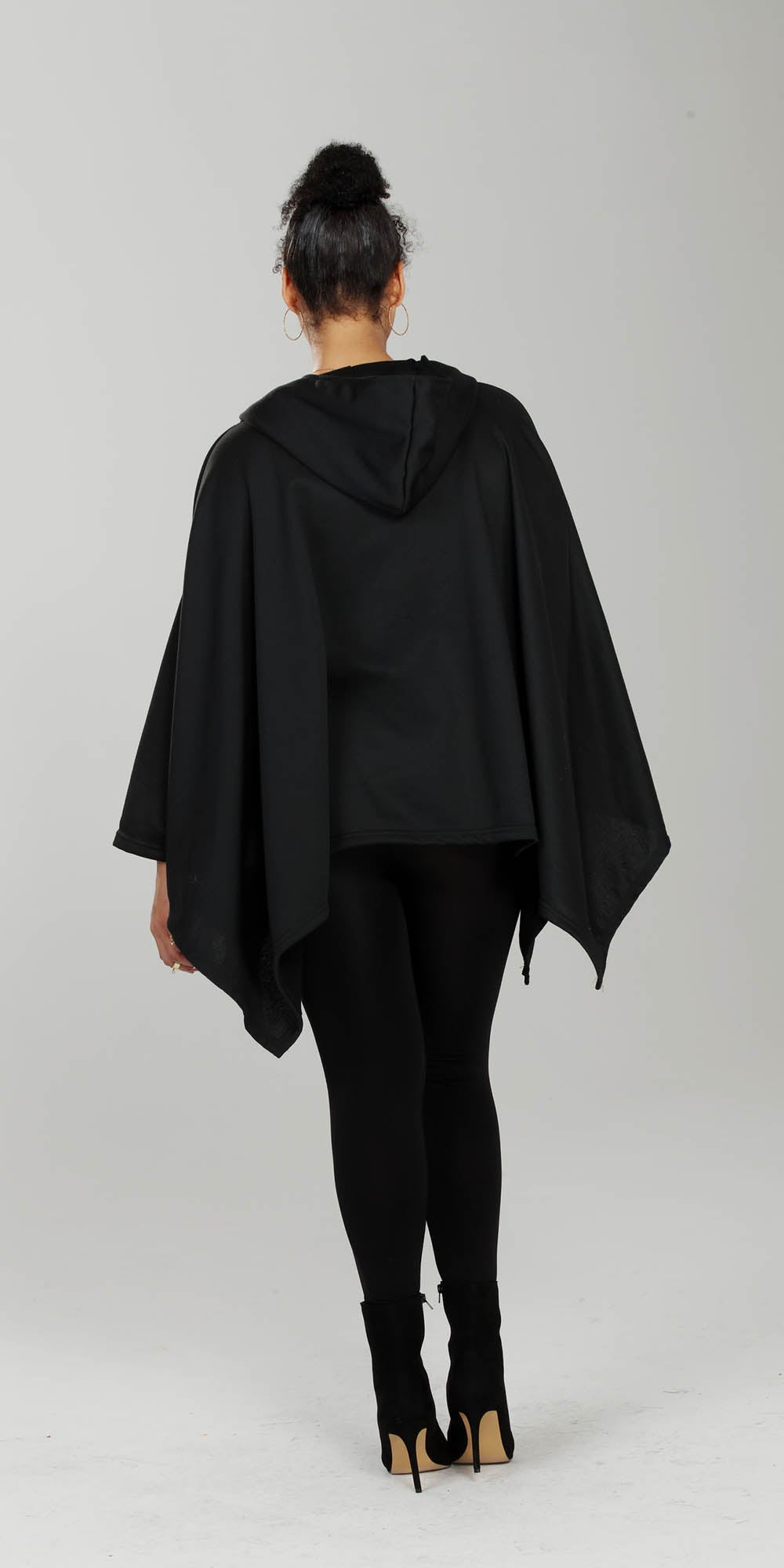 Luxe Moda - LM215 - Black - Hooded Knit Poncho