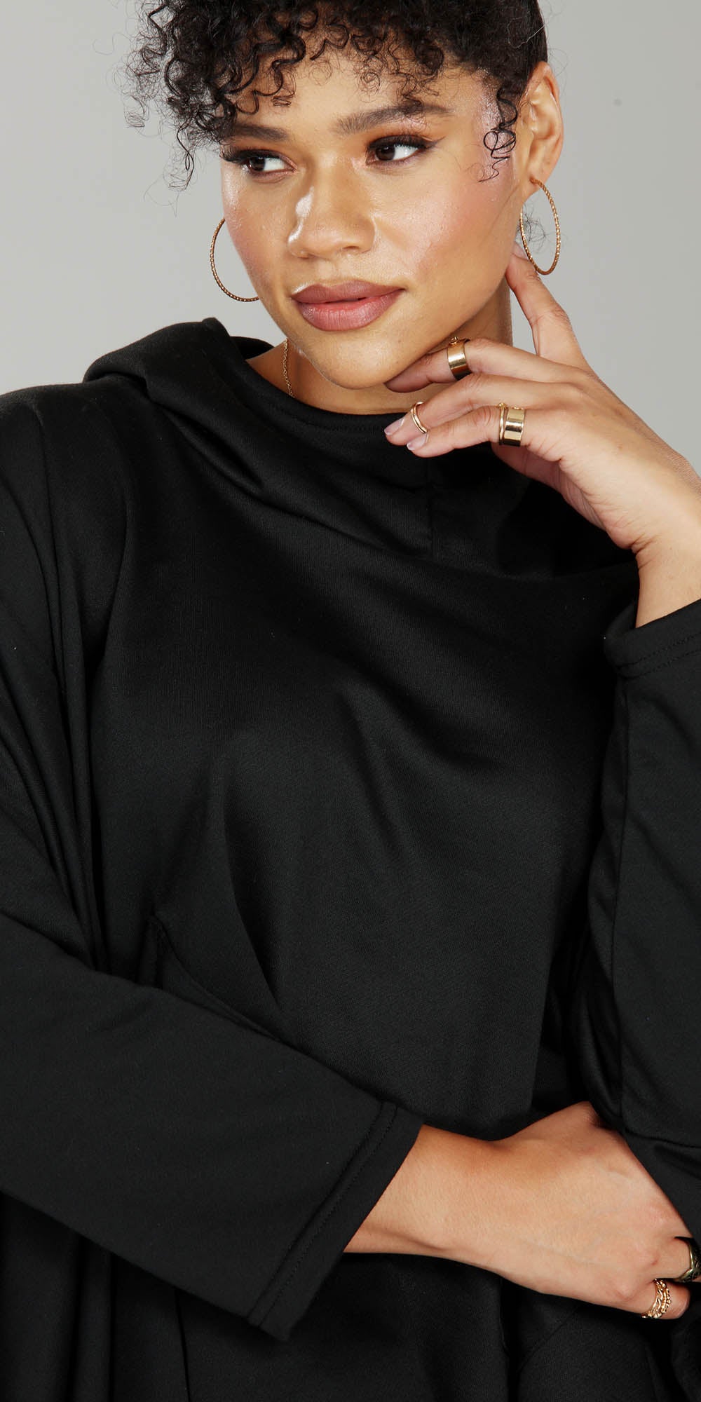 Luxe Moda - LM215 - Black - Hooded Knit Poncho