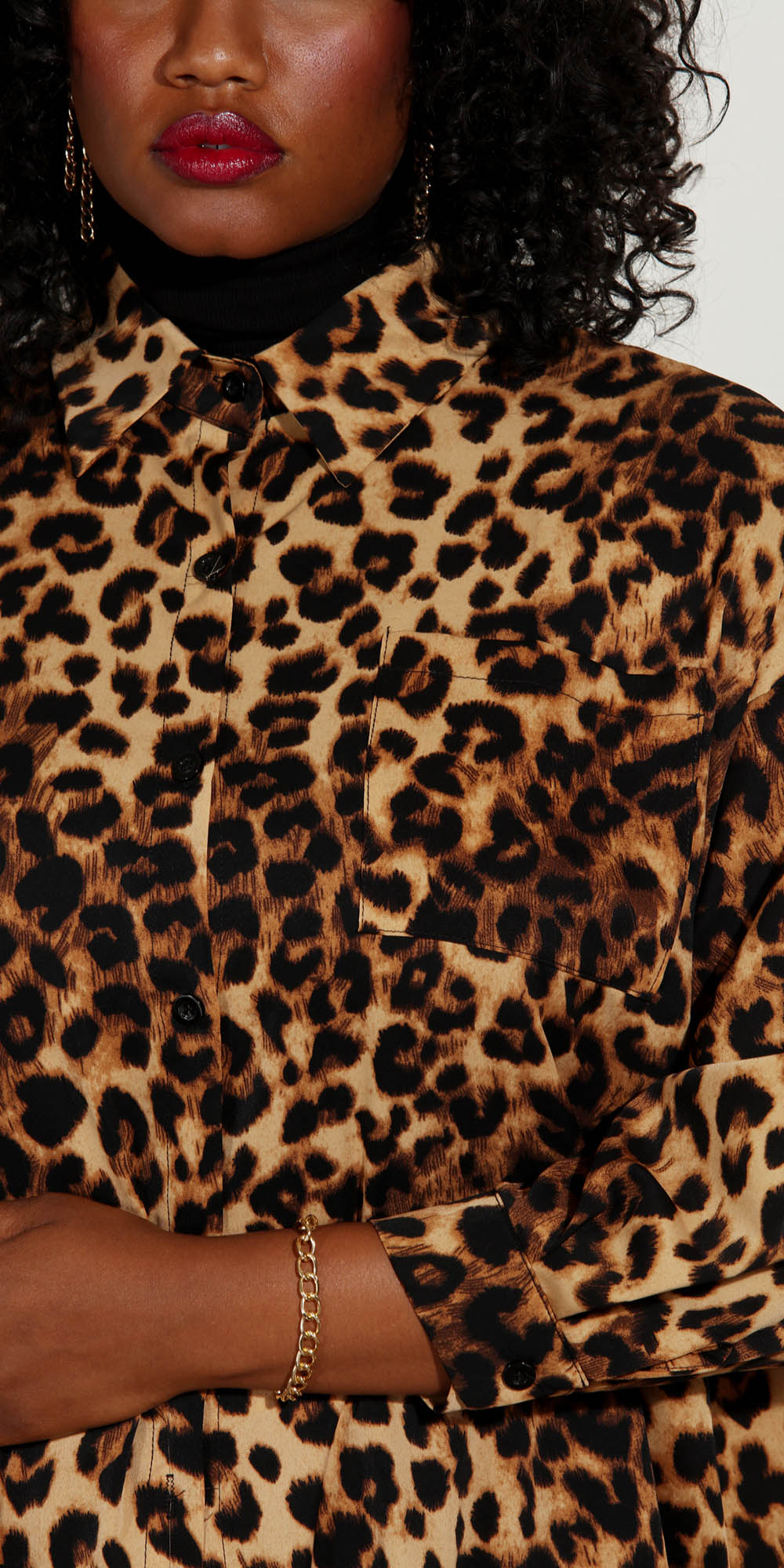 Luxe Moda - LM222 - Animal Print - Button-front Duster Coat Dress