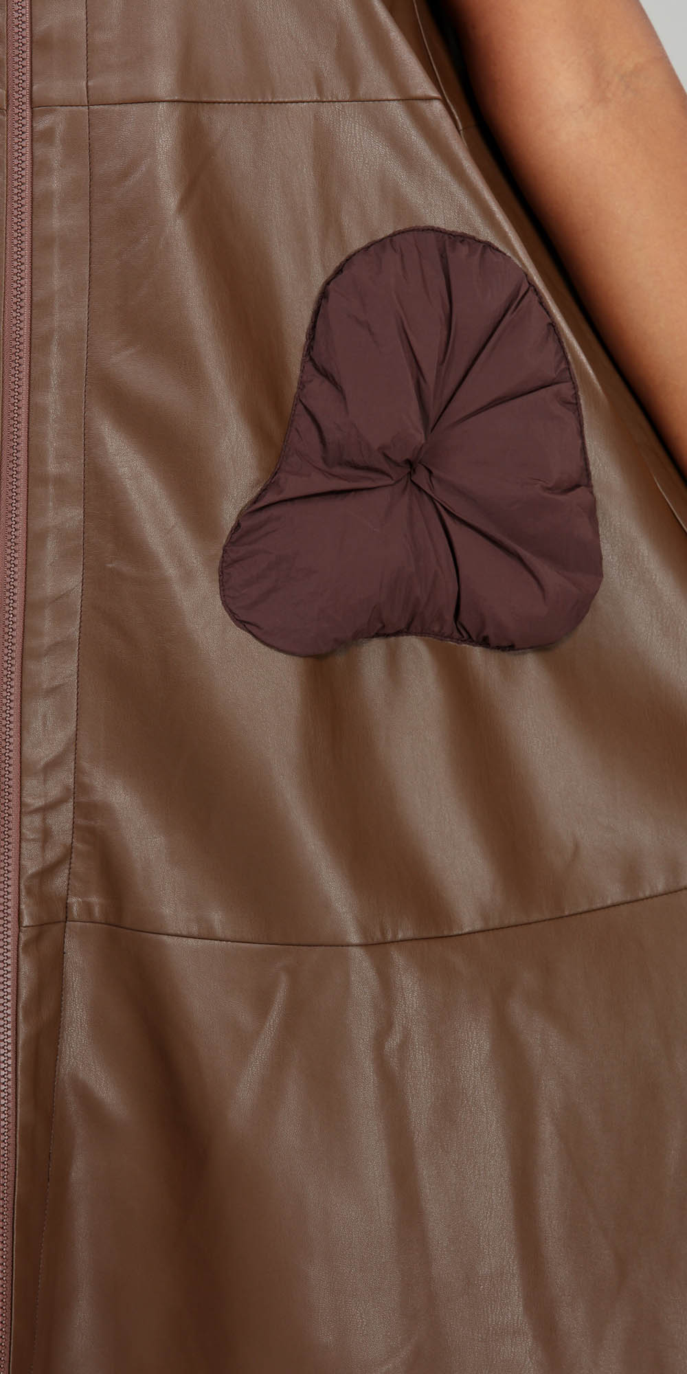 Luxe Moda - LM223 - Brown - Faux Leather Zipper-front Long Vest