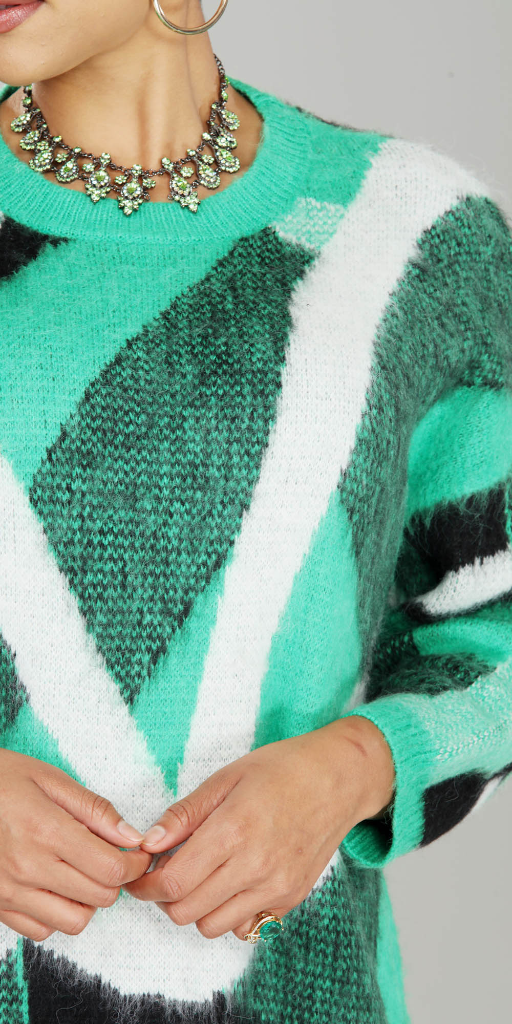 Luxe Moda - LM224 - Green - Knit Print Dress
