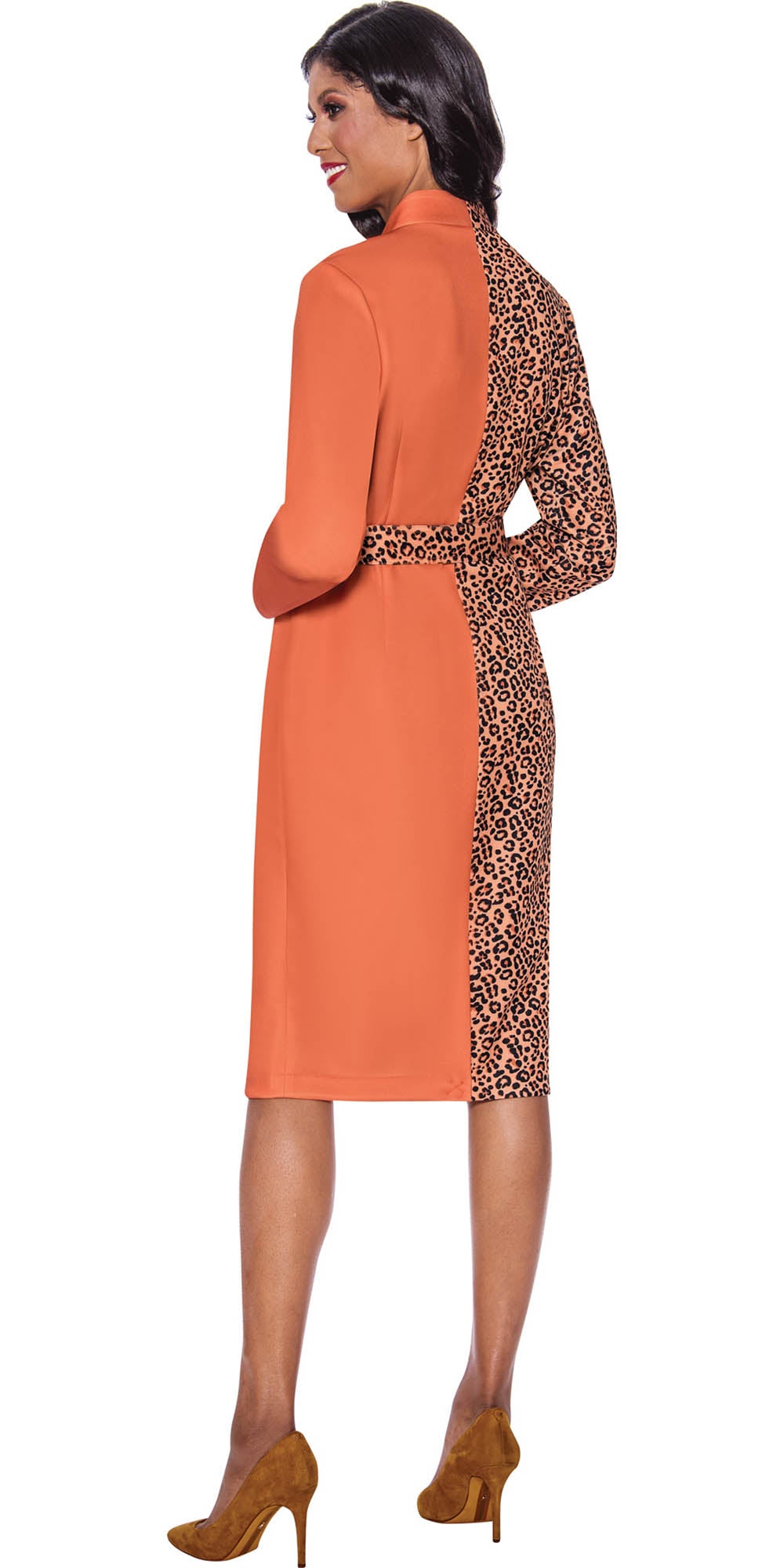 Dresses by Nubiano - 12061 - Orange - Animal Print Colorblock Dress
