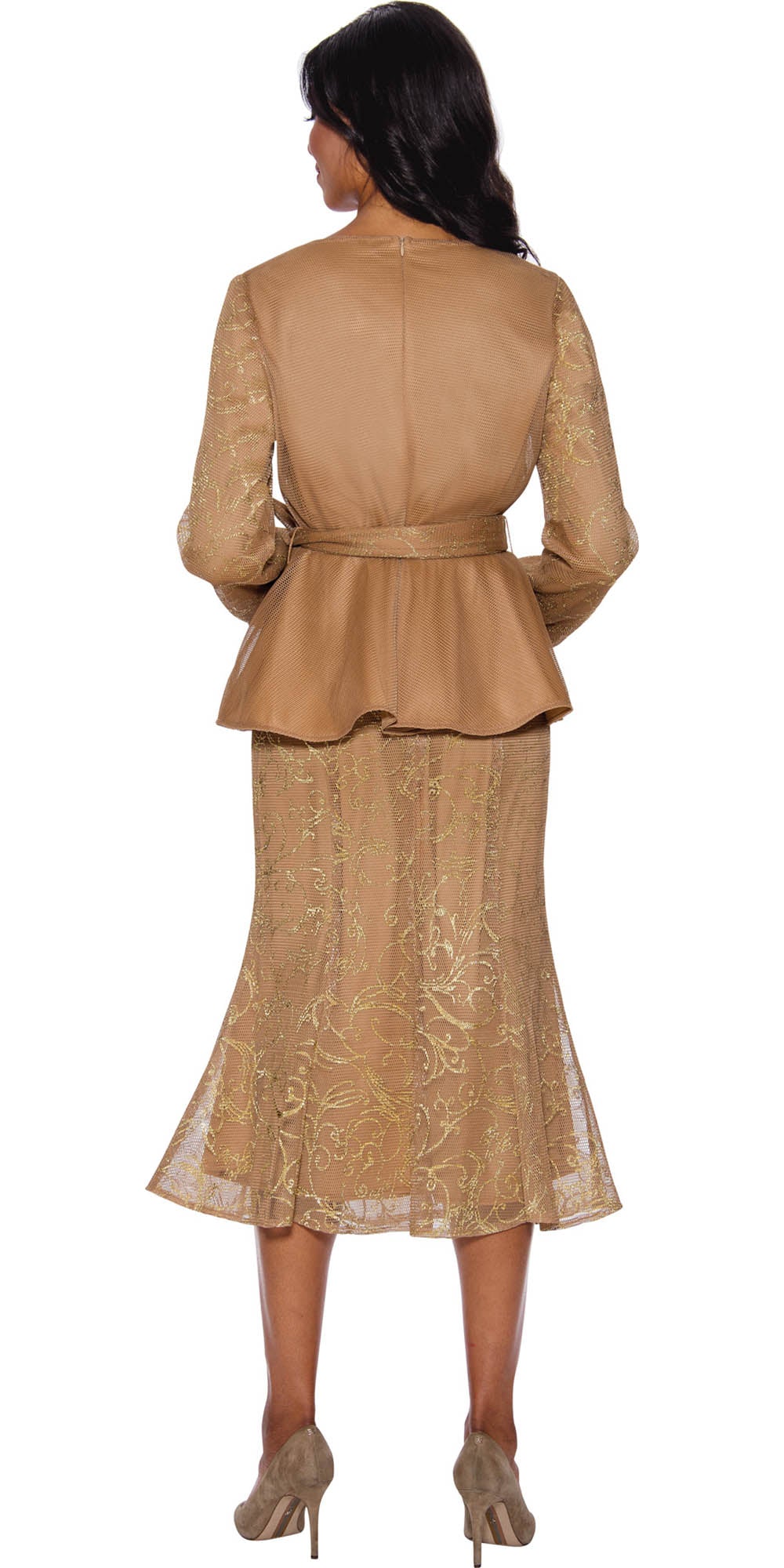 Stellar Looks - 1852 - Coco - Mesh Fabric Print 2pc Skirt Suit