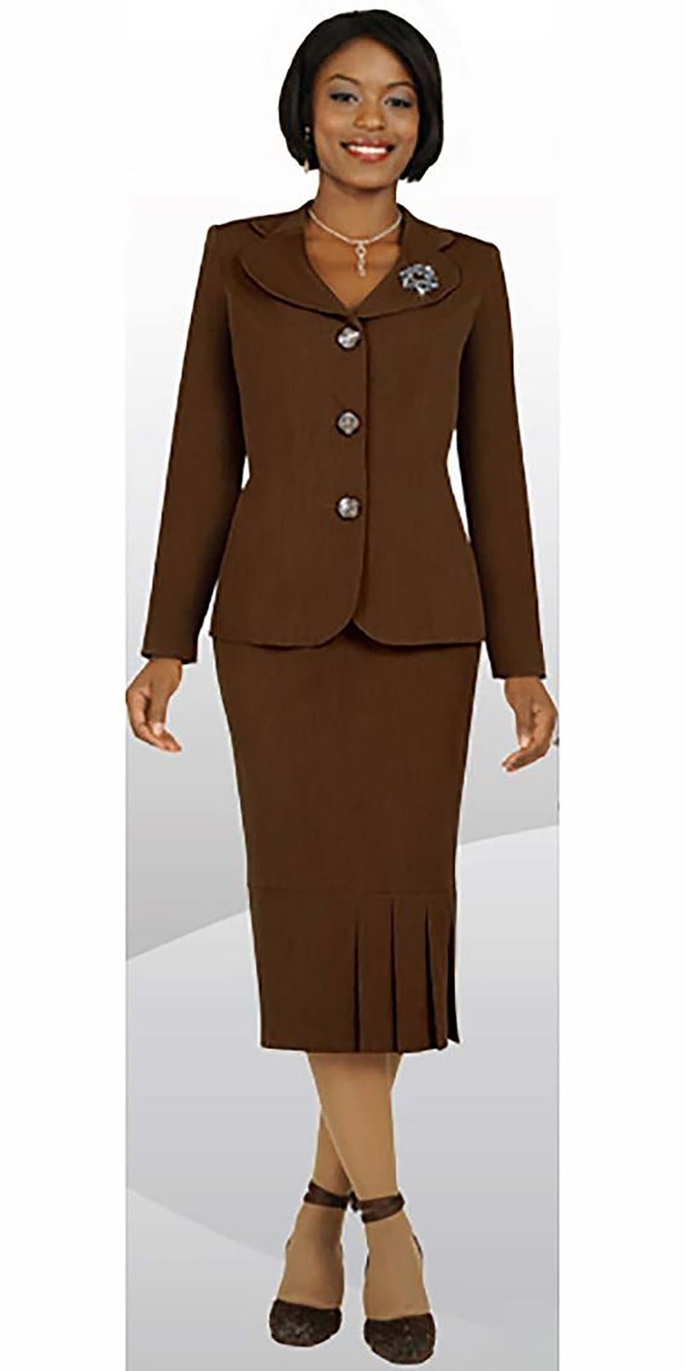Ben Marc 78095EXE- Chocolate Zebra - 2 PC Skirt Suit