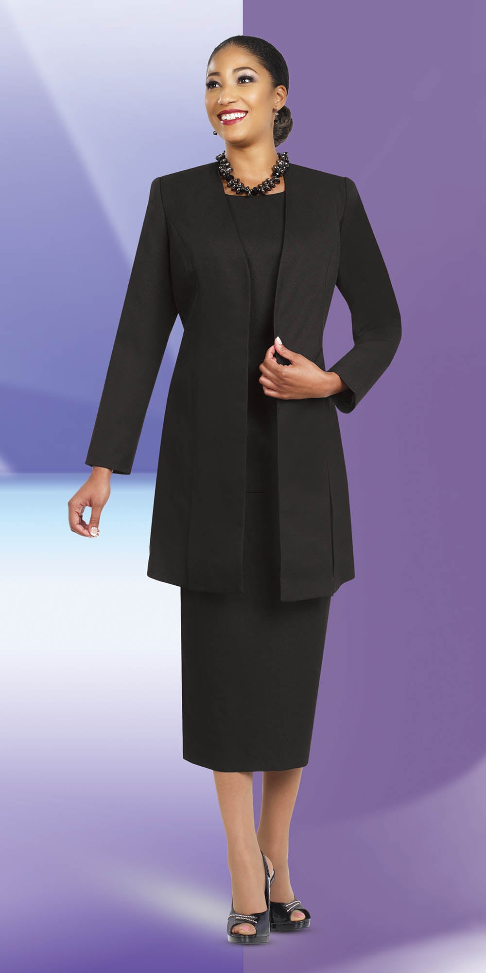 Ben Marc 2296-Black- Basic Suit With Vented Jacket