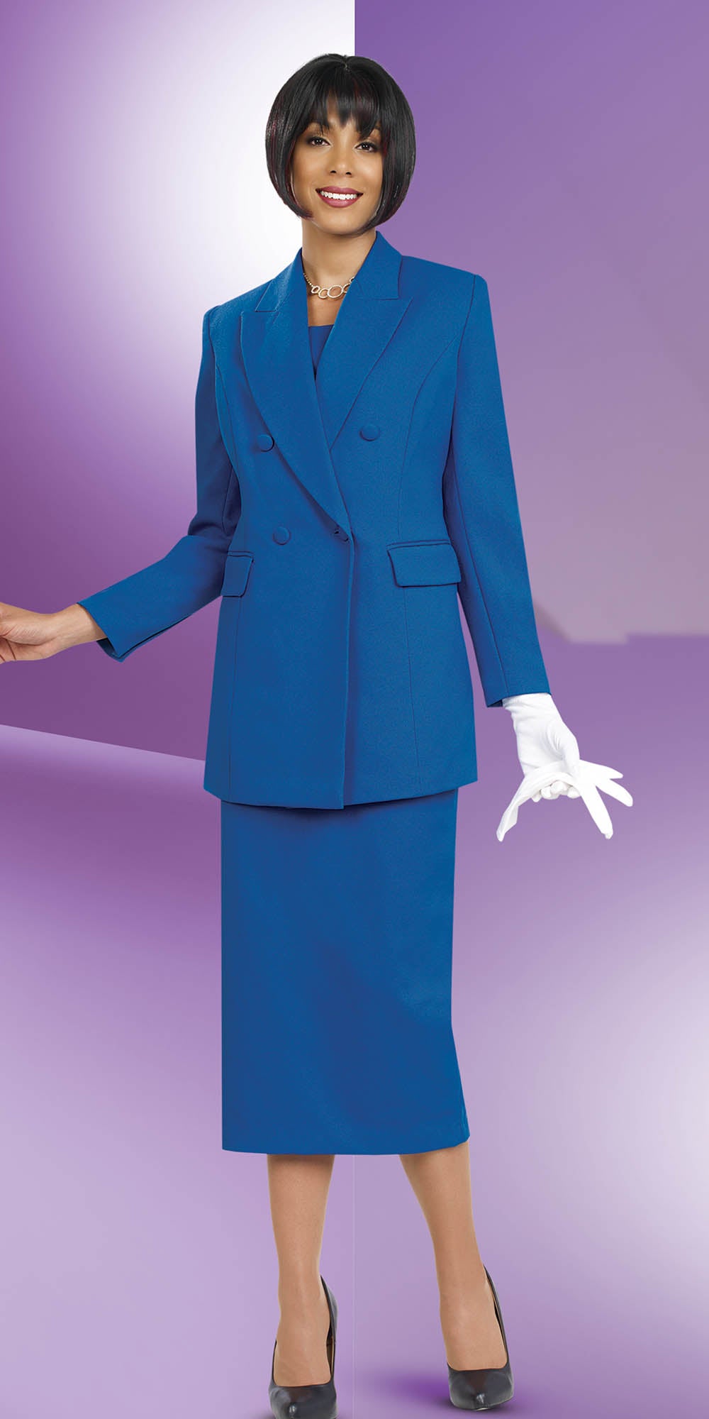 Ben Marc 2298-Royal - Womens Double Breasted Suit