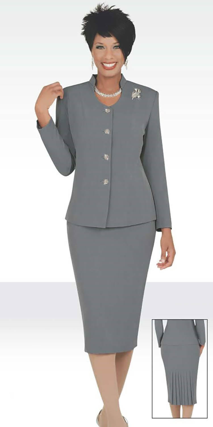 Ben Marc 78096-Silver - Two Piece Modern Style Suit For Women