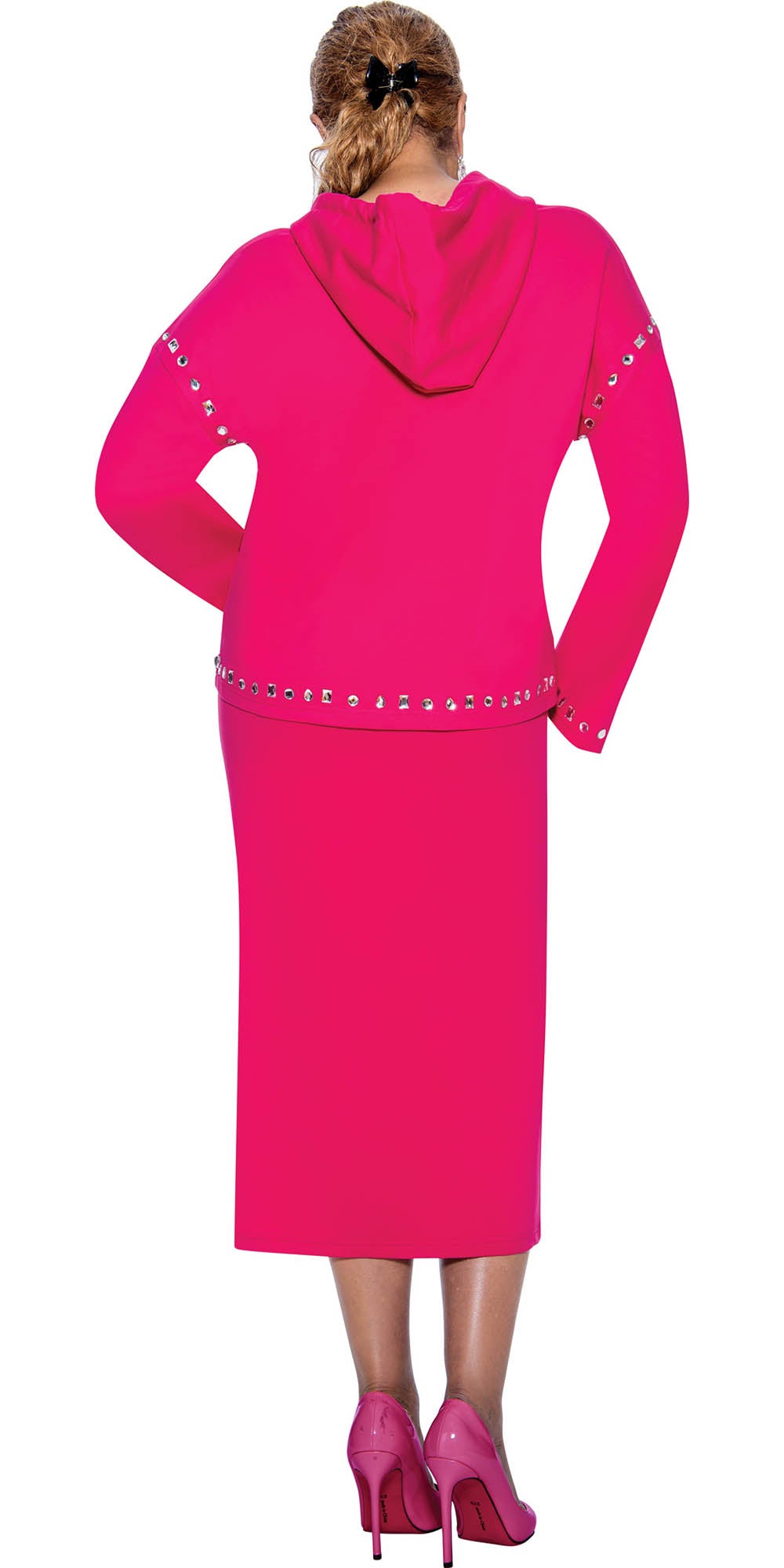 DCC - DCC502 - Magenta - Embellished Trim 2PC Skirt Set With Hood
