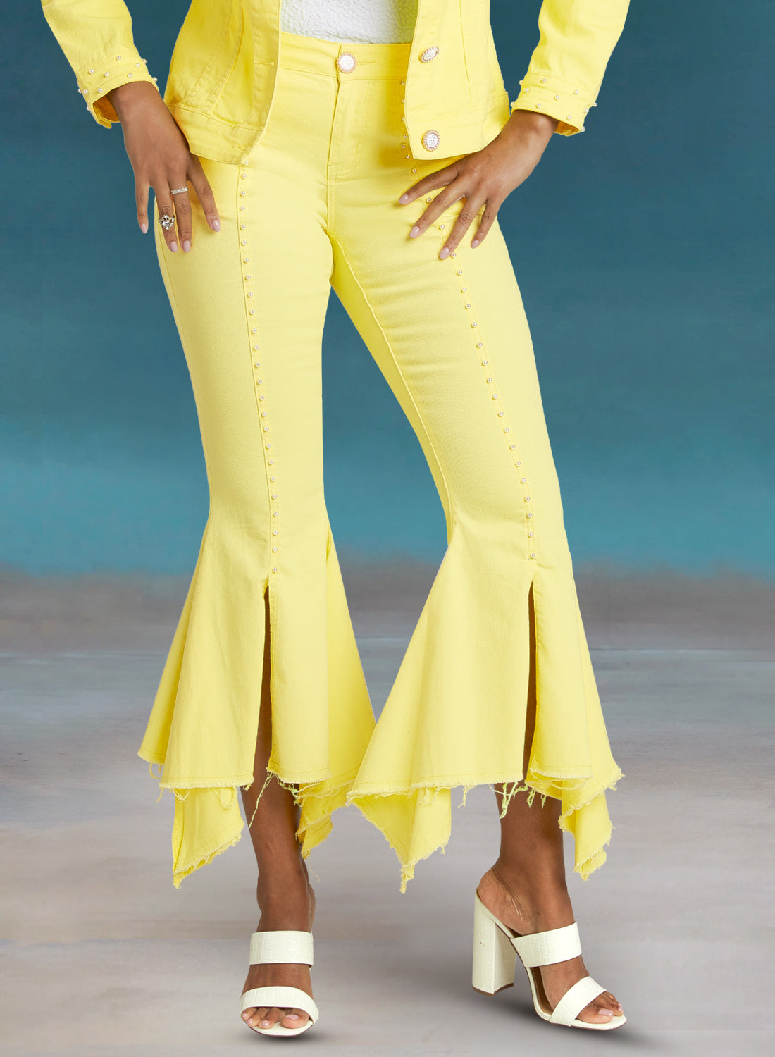 DV Jeans - 8455P - High Quality Soft Stretch Denim Pants with Pearl Trim