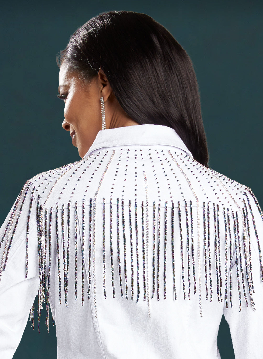 DV Jeans - 8457J- Premium Soft Stretch Denim Jacket Trimmed with Multicolor Beads and Rhinestones