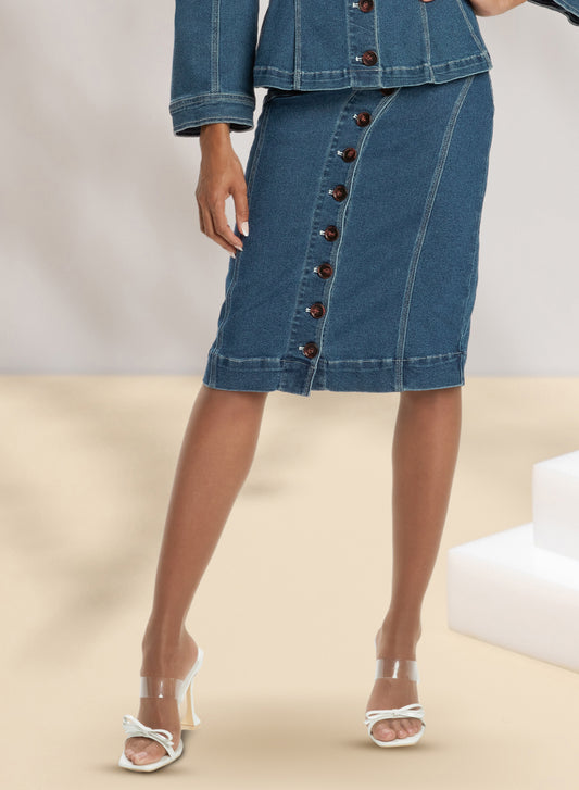 DV Jeans - 8470S - High Quality Washed Stretch Denim Skirt