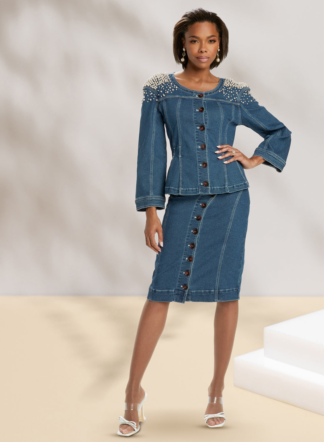 DV Jeans - 8470S - High Quality Washed Stretch Denim Skirt